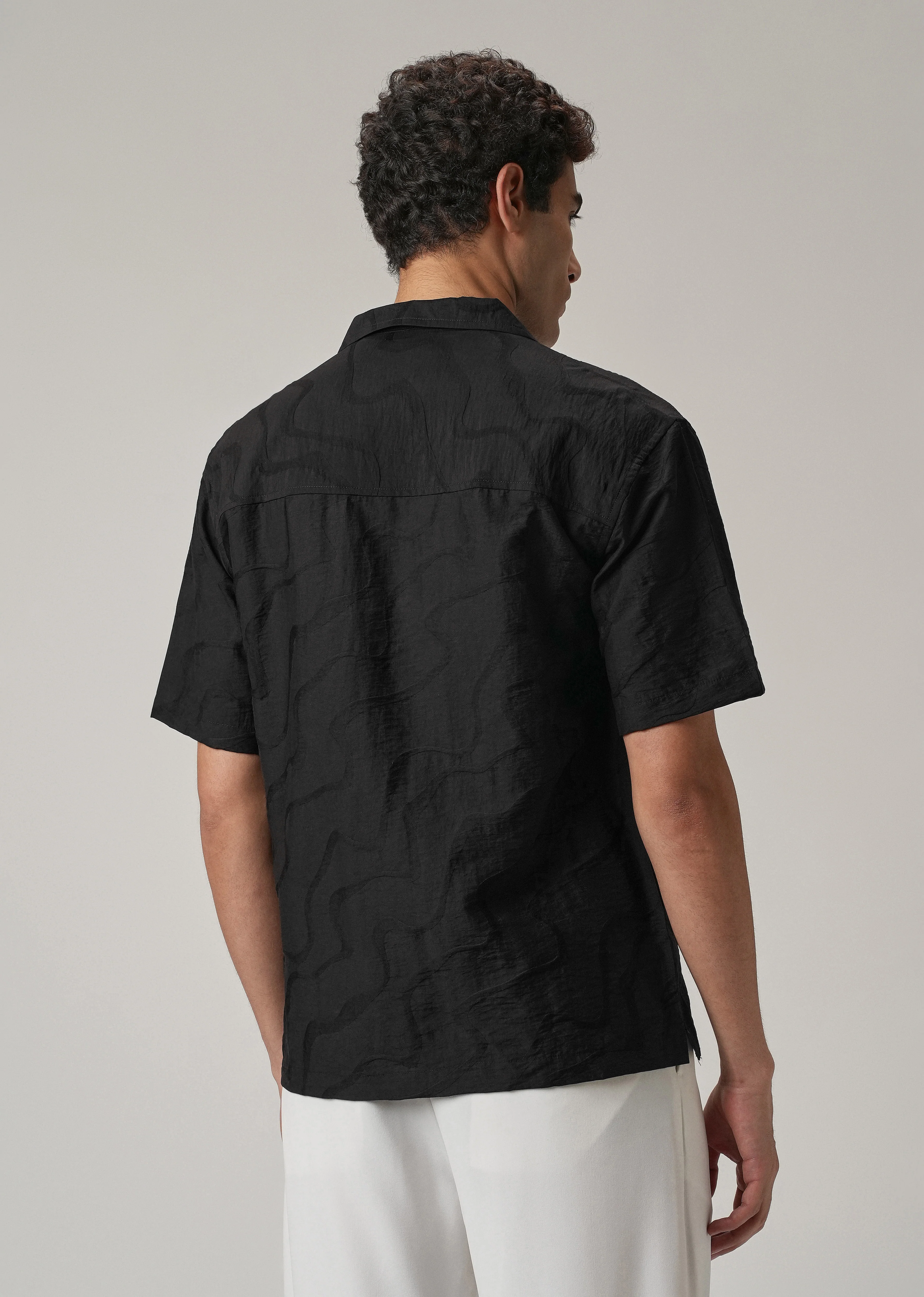 Black Self Pattern Shirt - Image 2