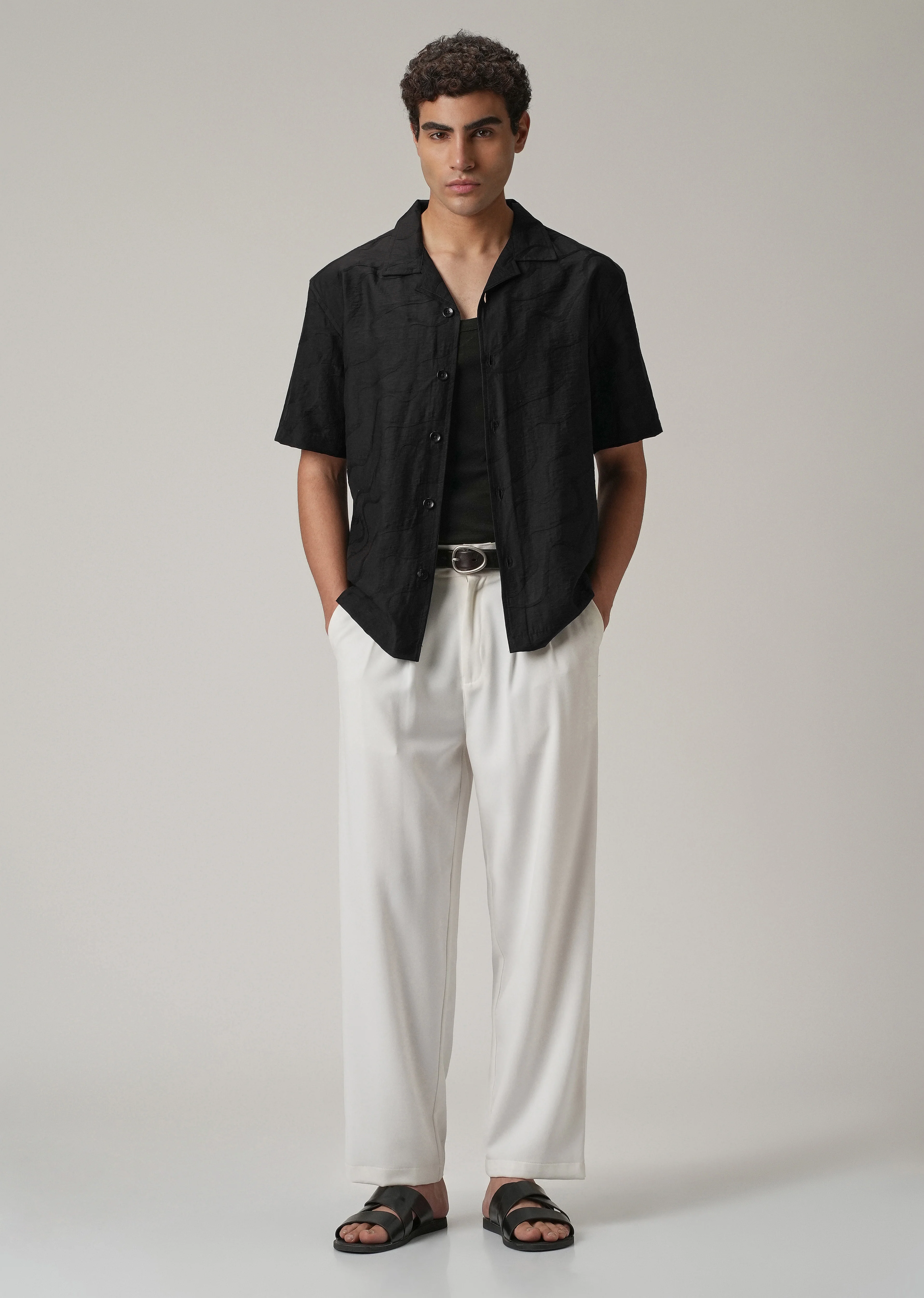 Black Self Pattern Shirt - Image 6