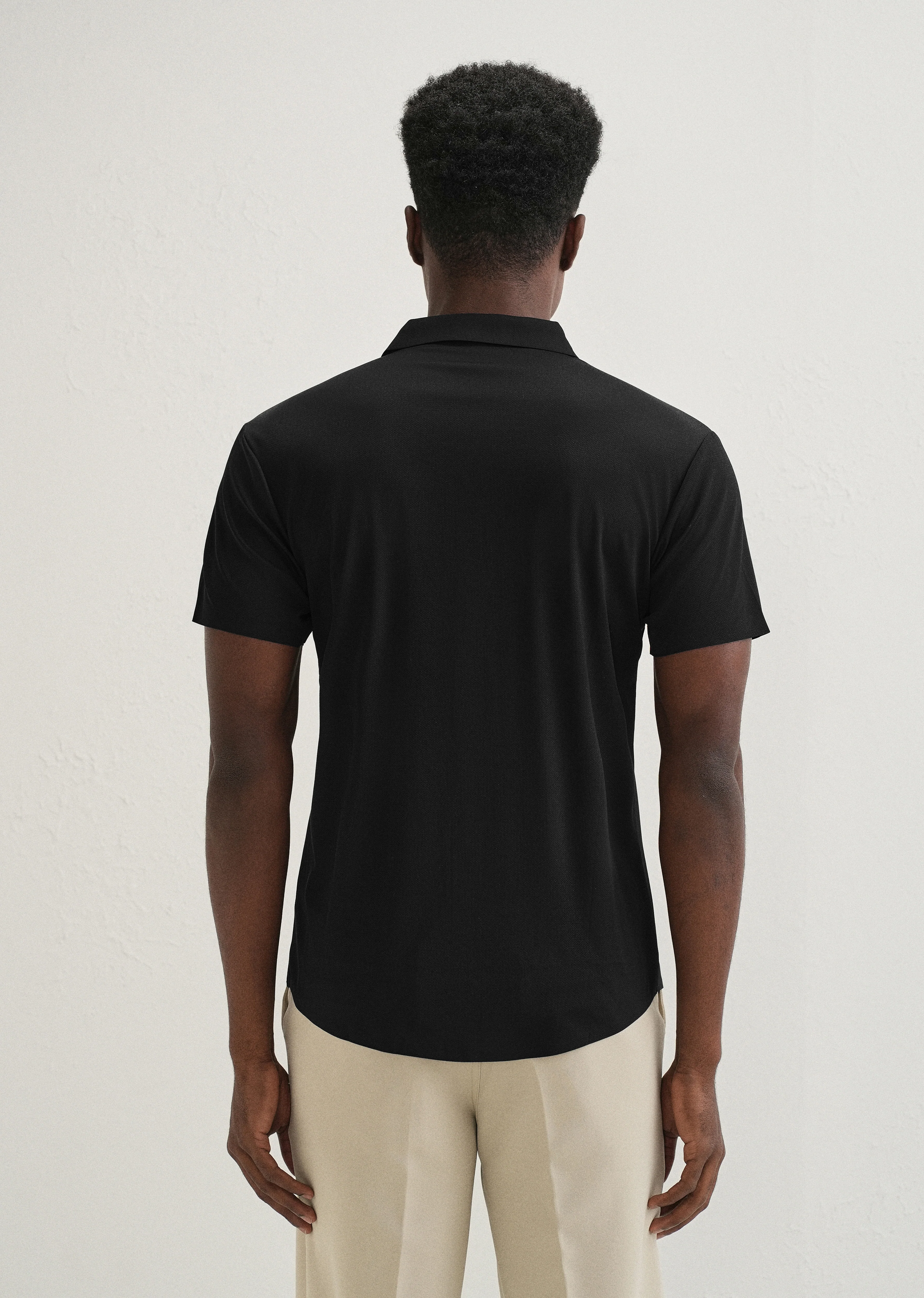 Black Self Patterned Stitchless Shirt - Image 3