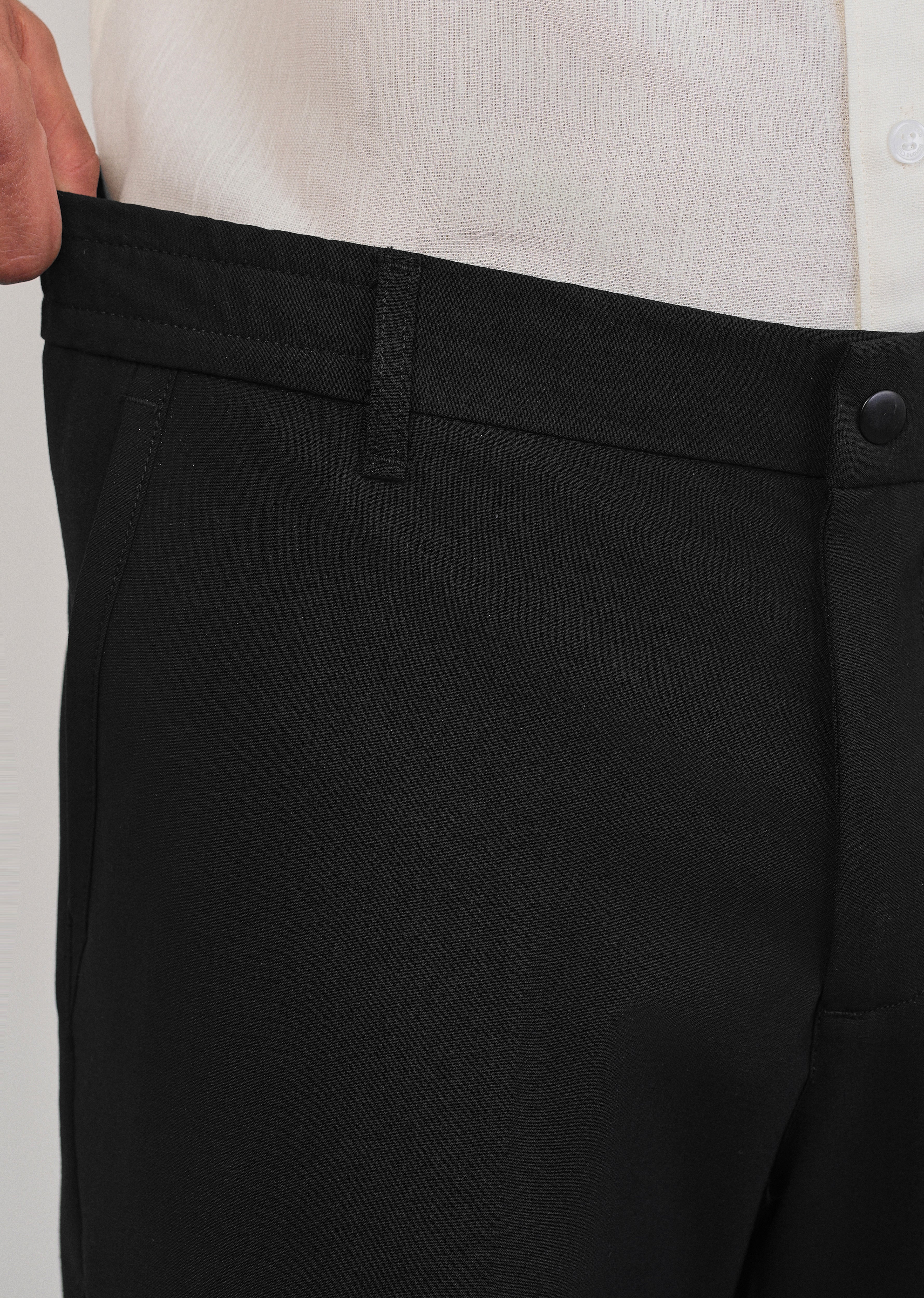 Black Semi-Elastic Slim Fit Trouser - Image 5