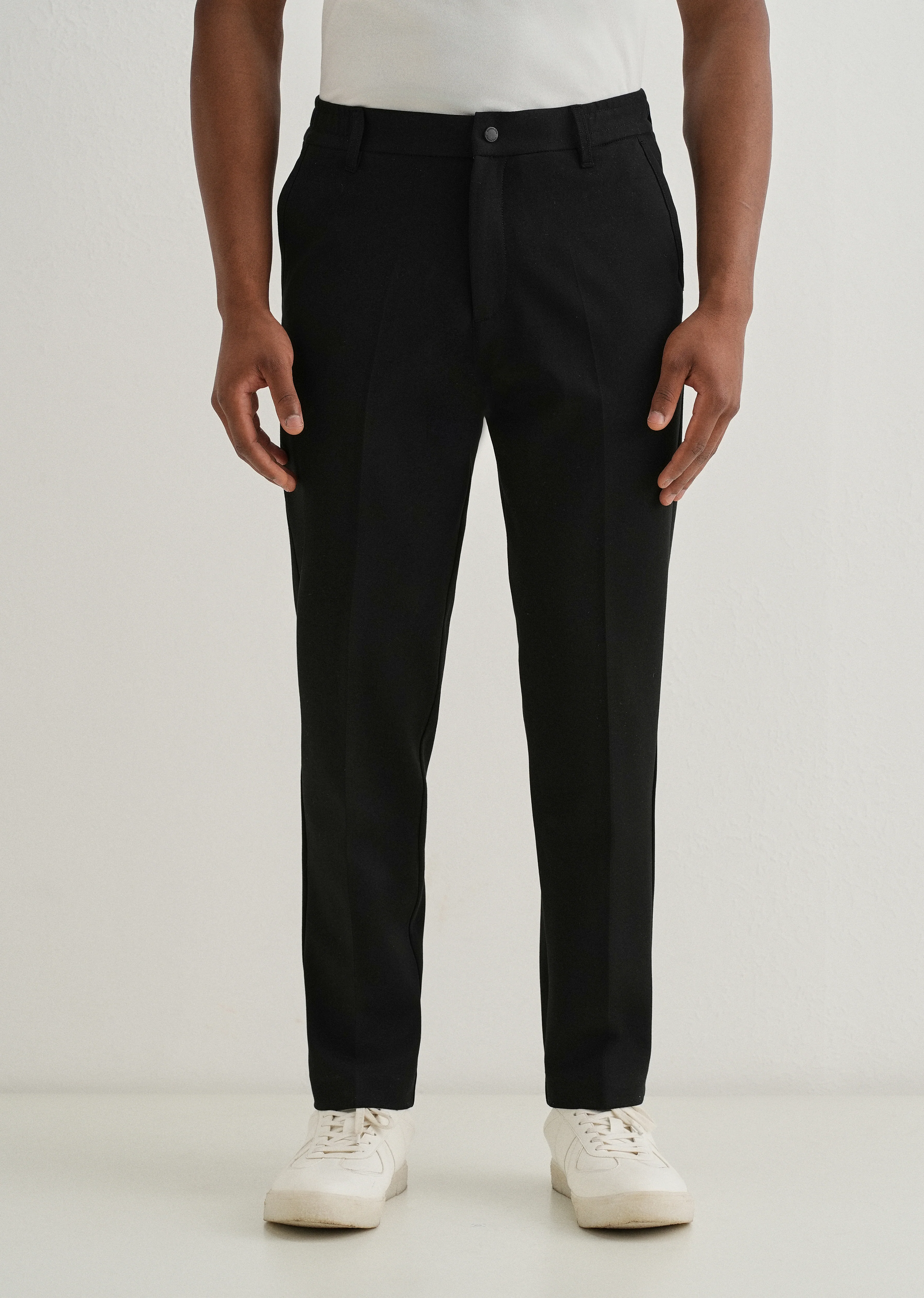 Black Semi Elasticated Slim Fit Trouser - Image 3
