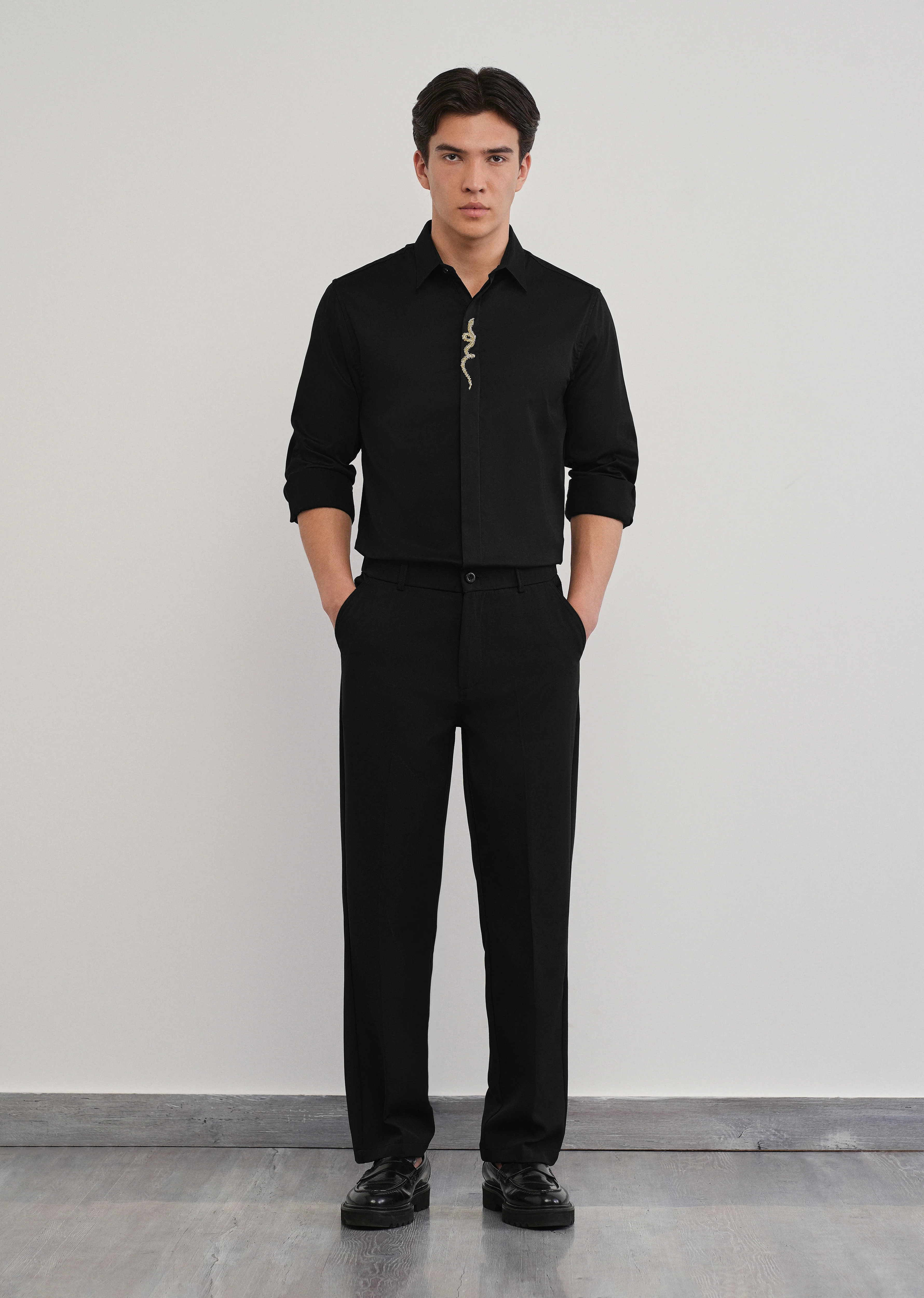 Black Serpent Beadwork Designer Shirt - Image 6