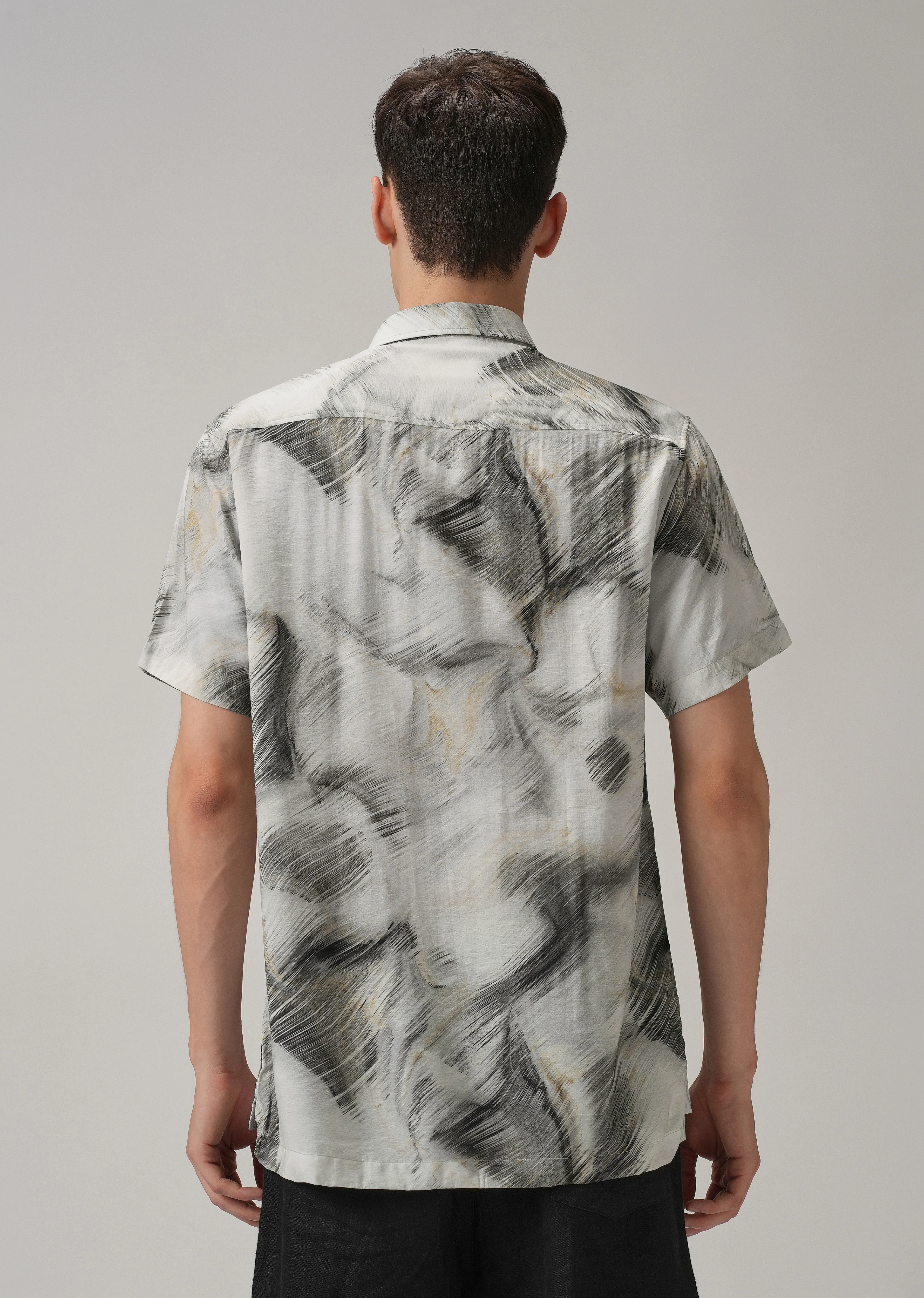 Black Silver Streak Printed Shirt - Image 2
