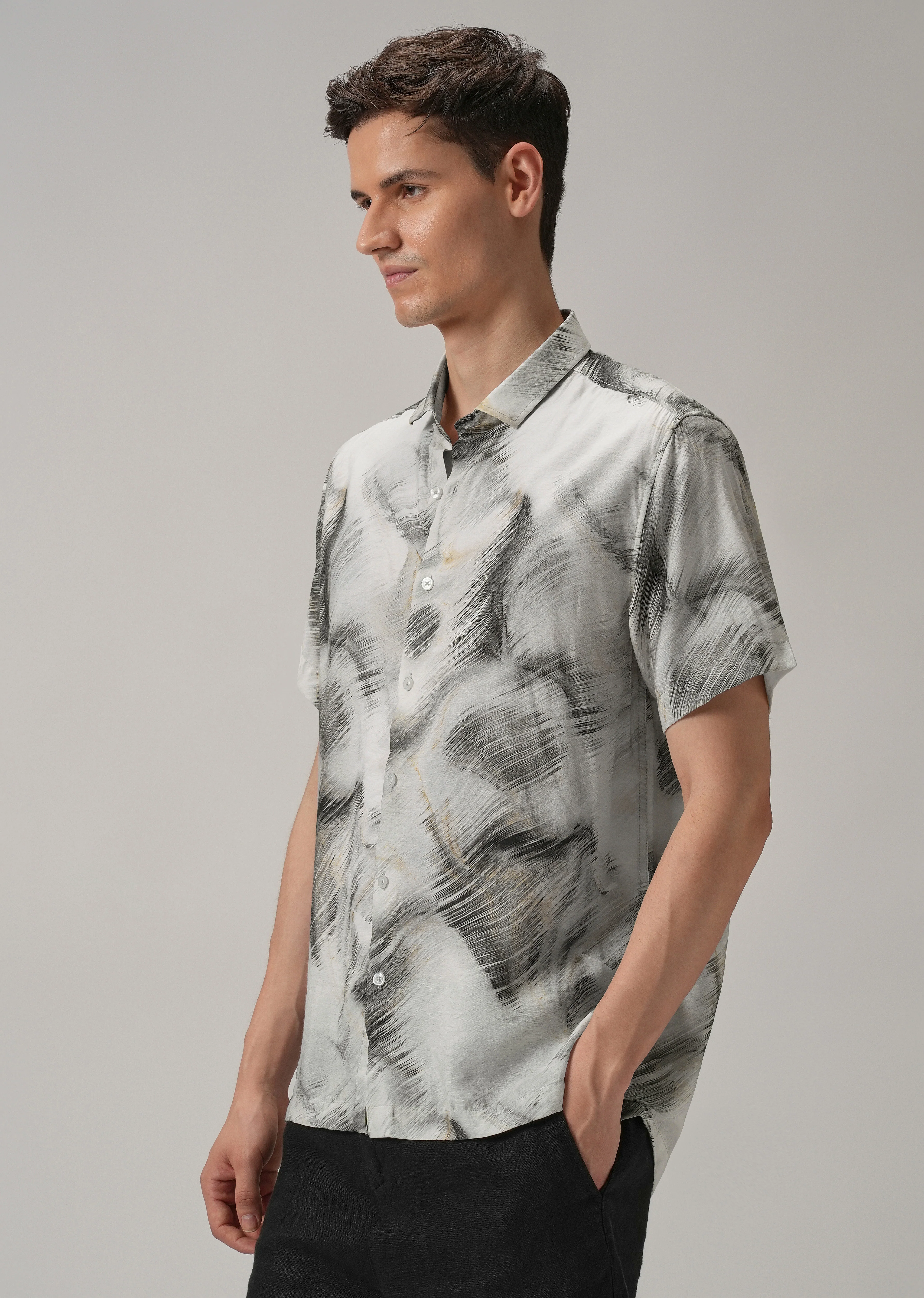 Black Silver Streak Printed Shirt - Image 4
