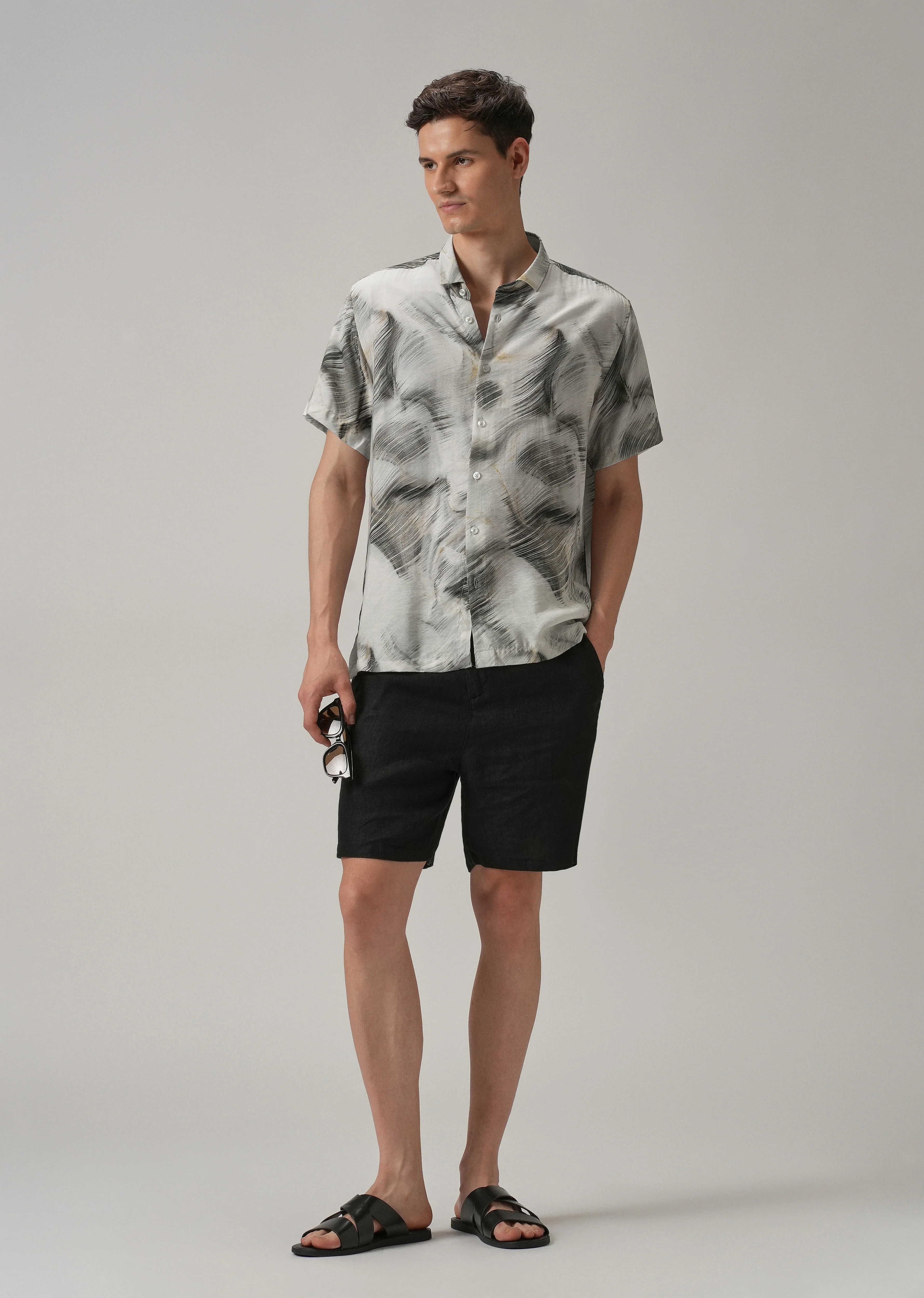 Black Silver Streak Printed Shirt - Image 6