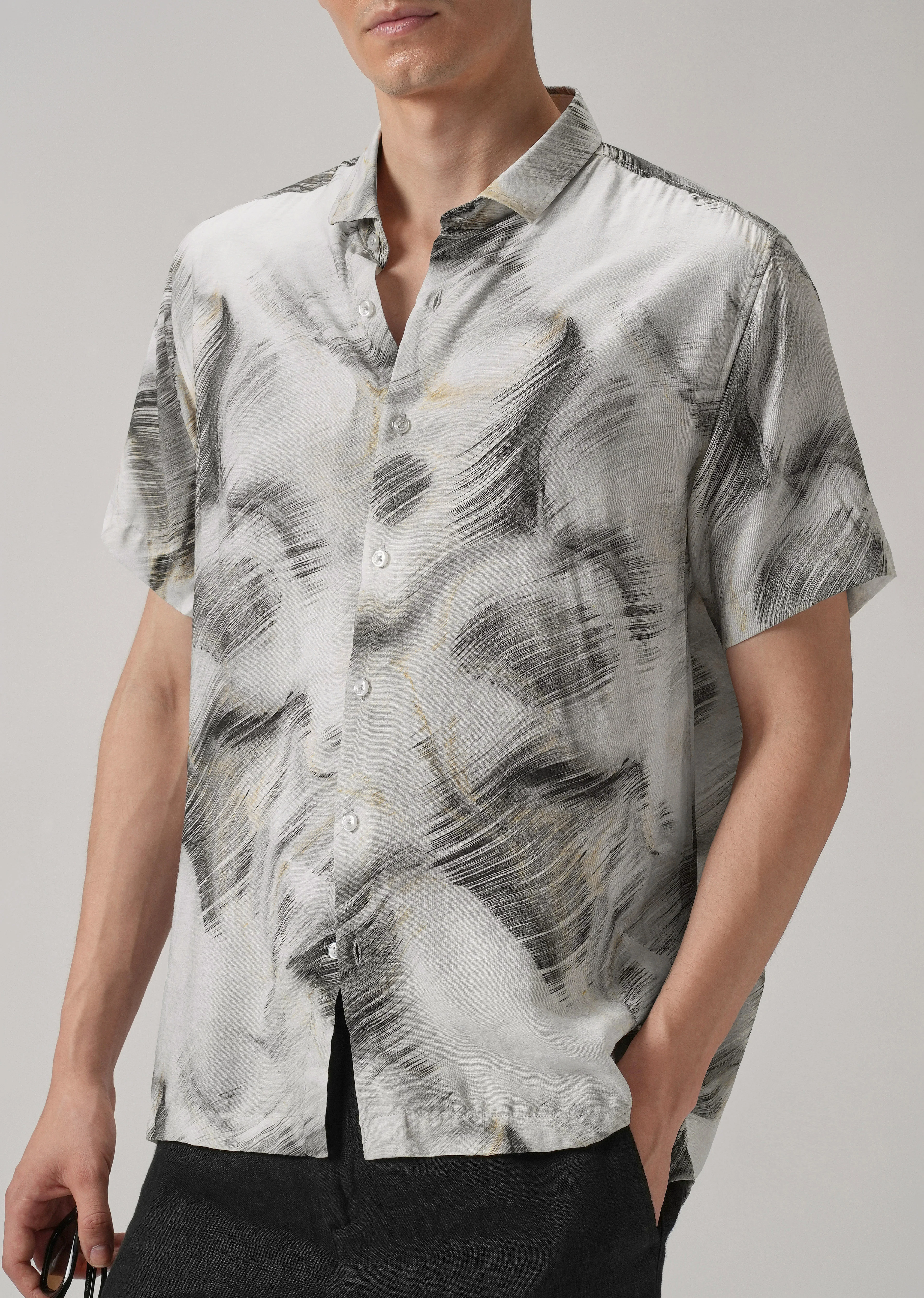 Black Silver Streak Printed Shirt - Image 7