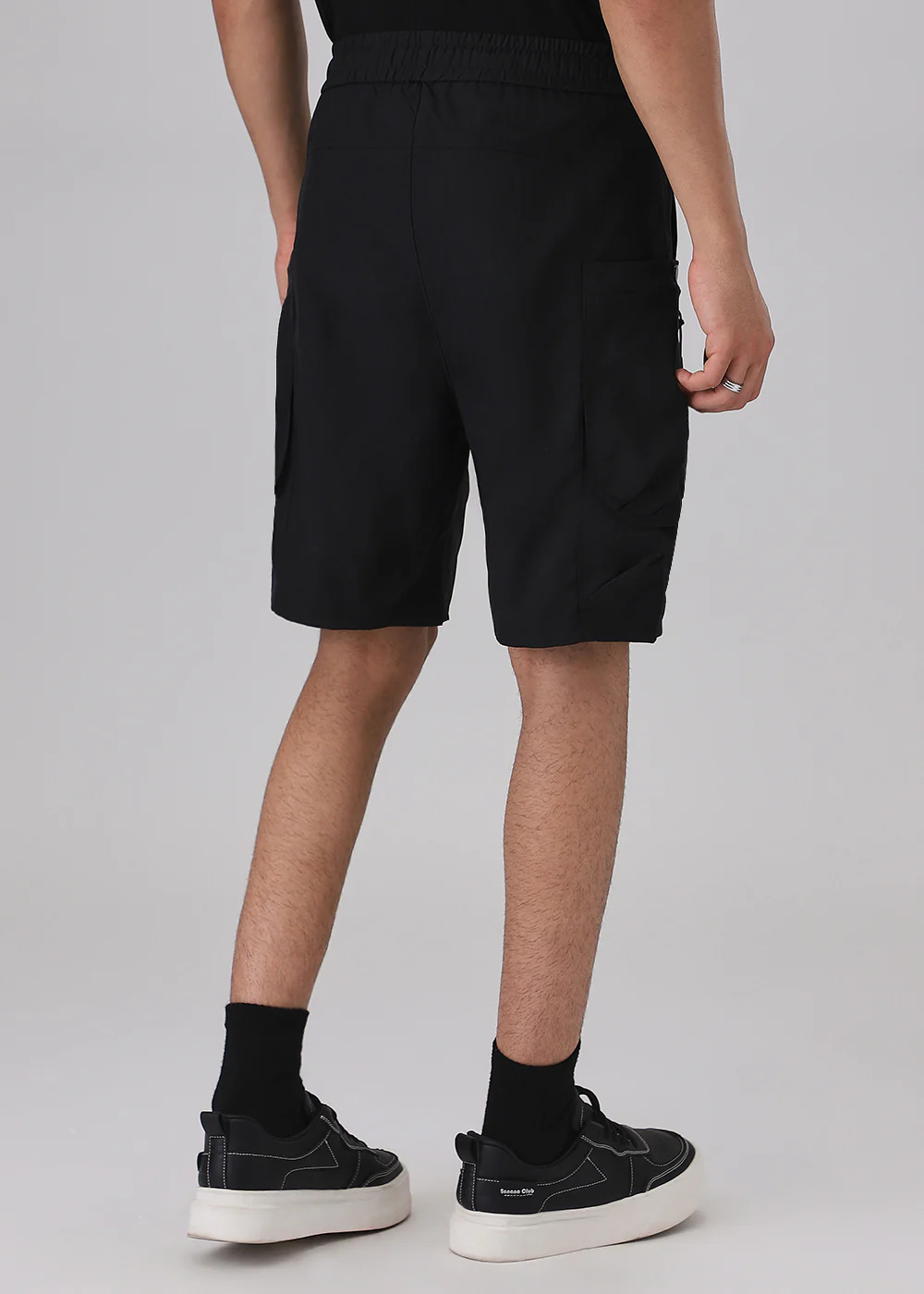 Black Snap Button Cargo Shorts - Image 2