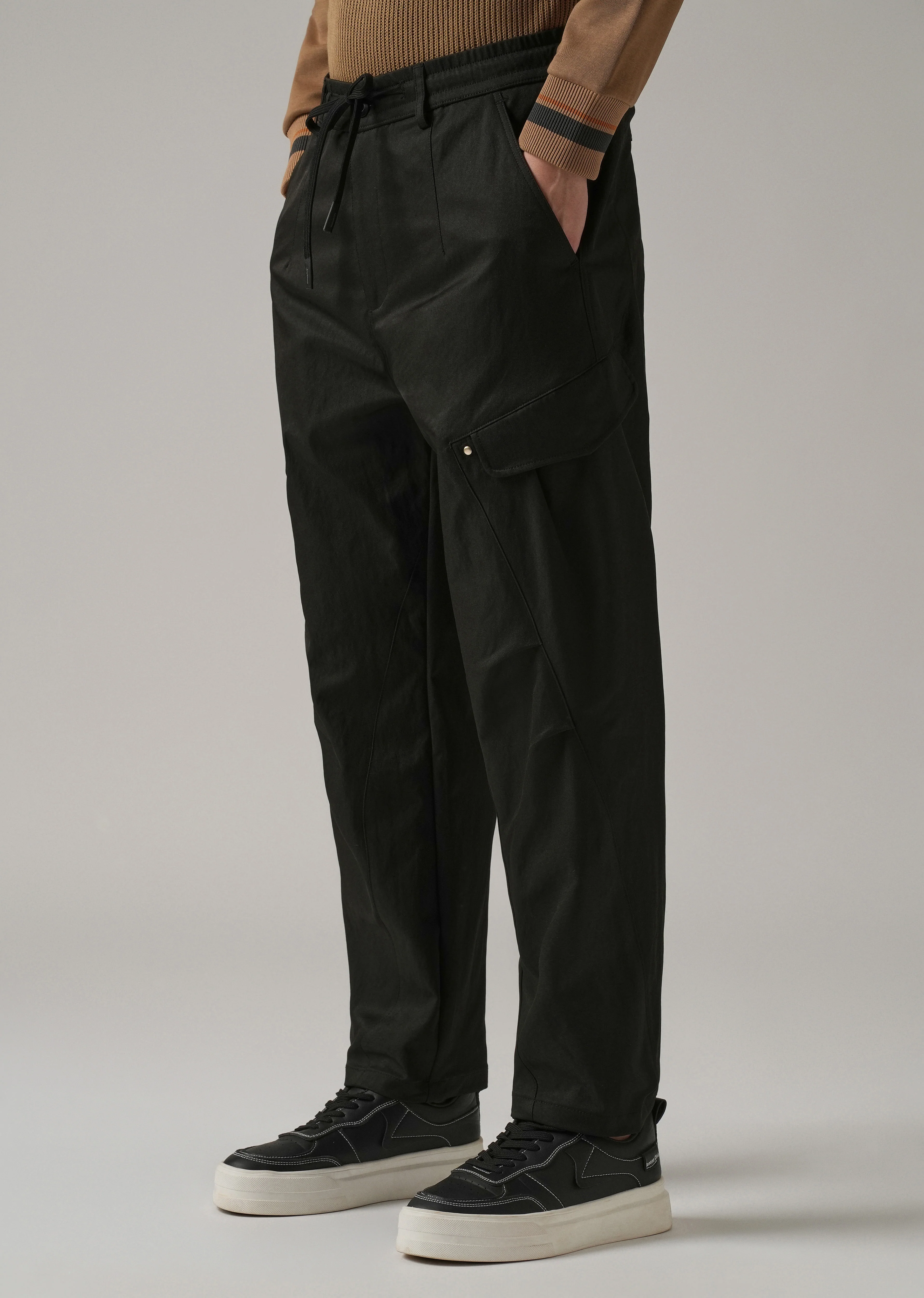 Black Stone Wash Cargo Pants - Image 4