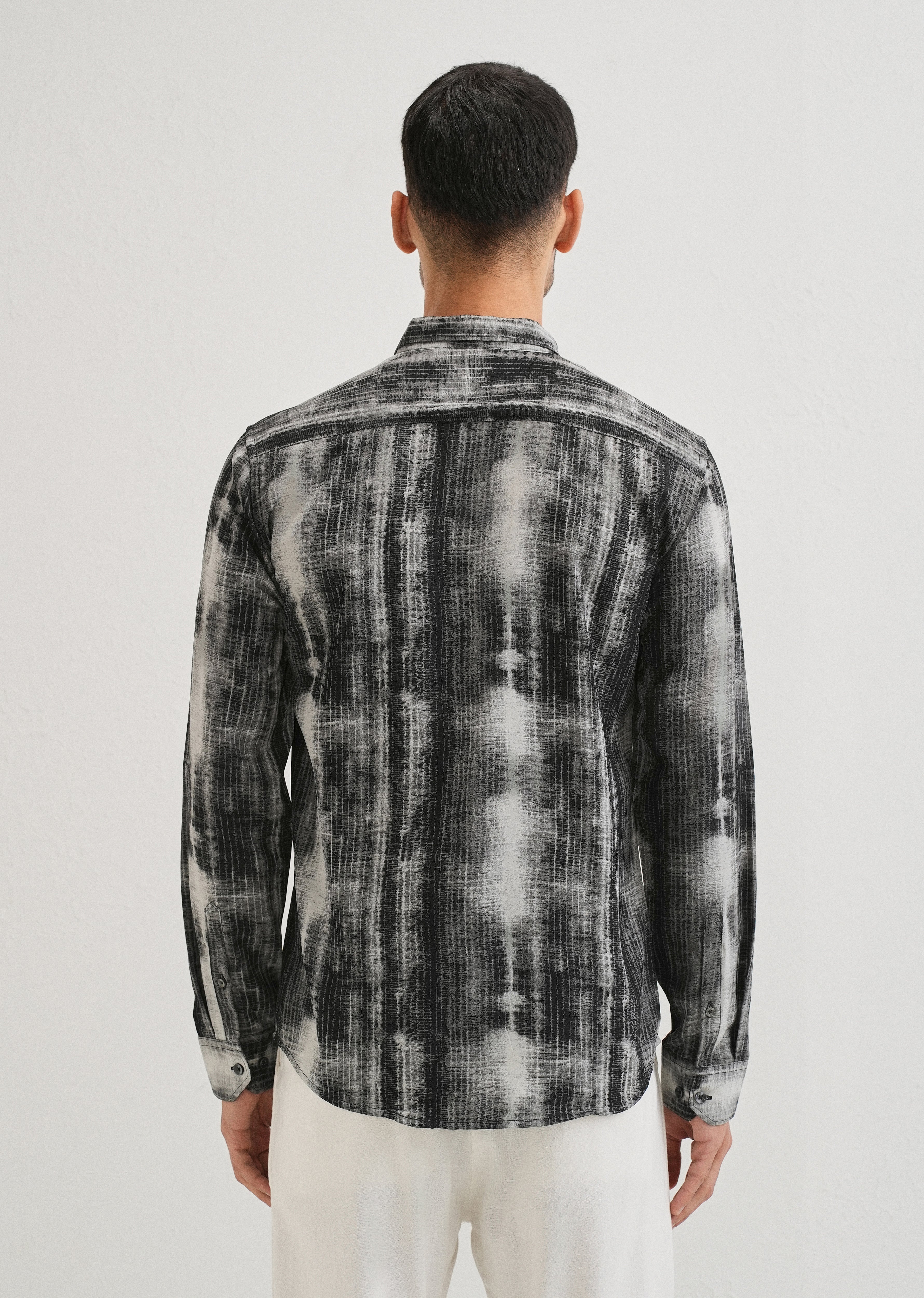Black Stripe Abstract Printed Shirt - Image 2