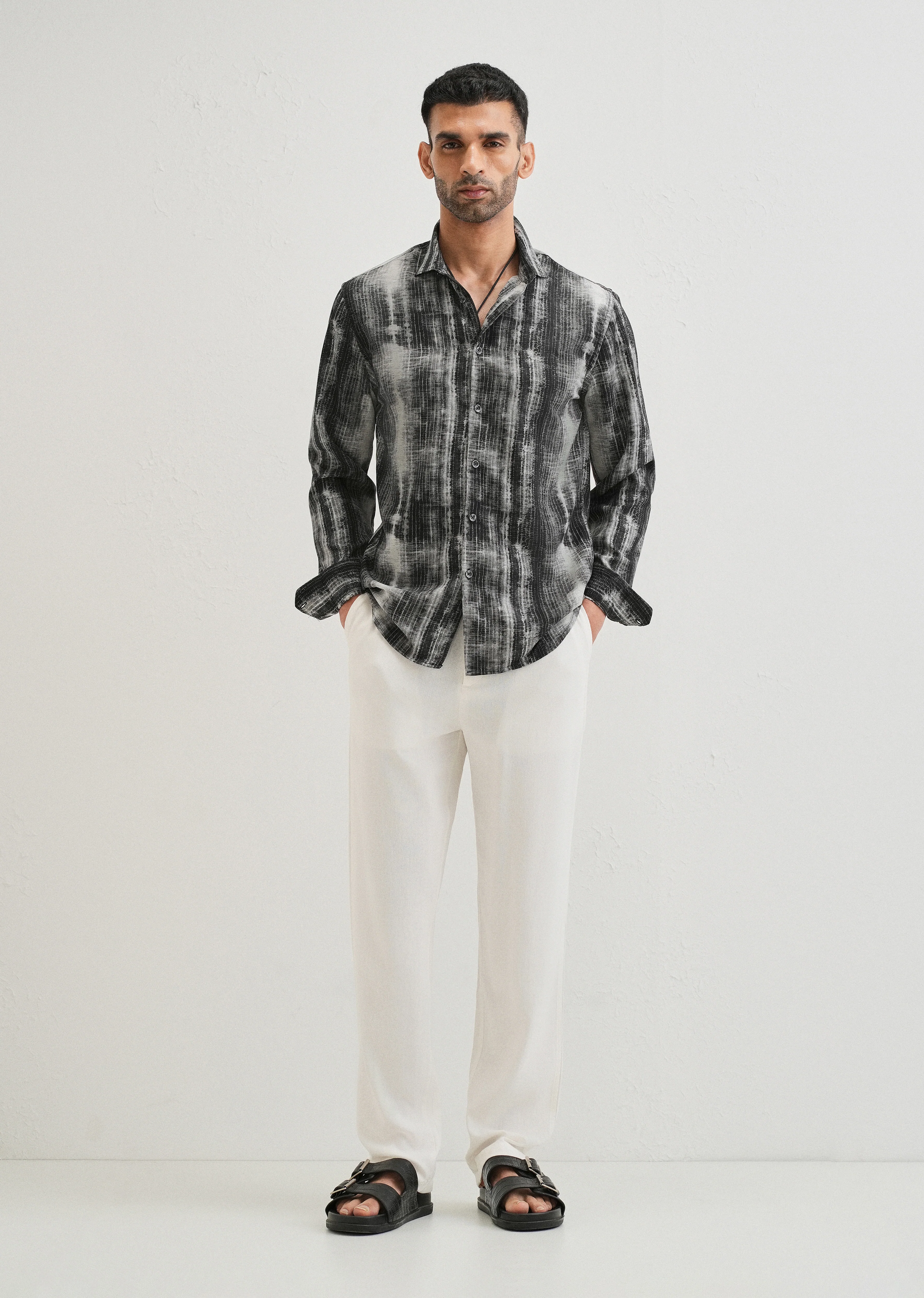 Black Stripe Abstract Printed Shirt - Image 6