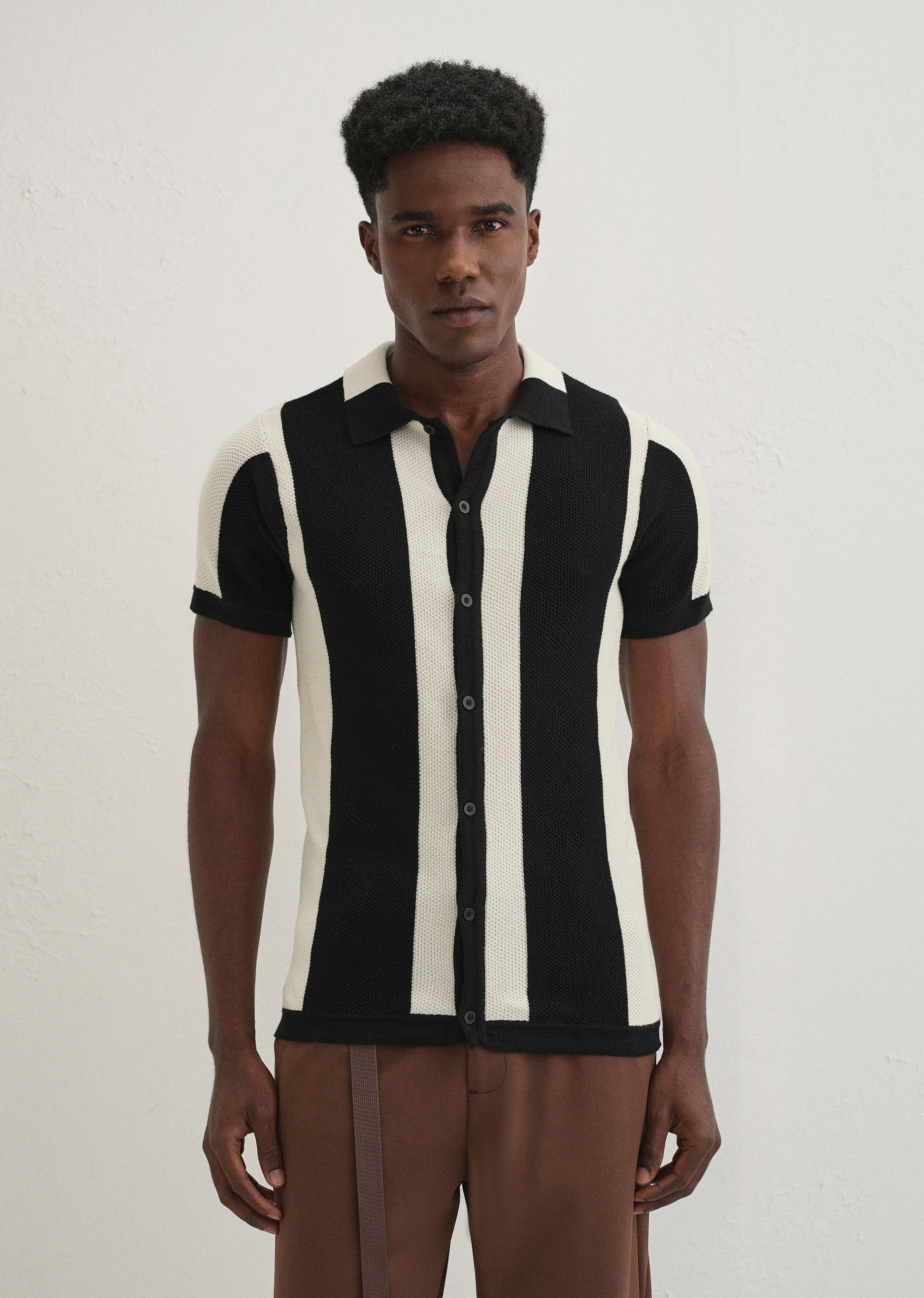 Black Stripe Knitted Shirt - Image 4