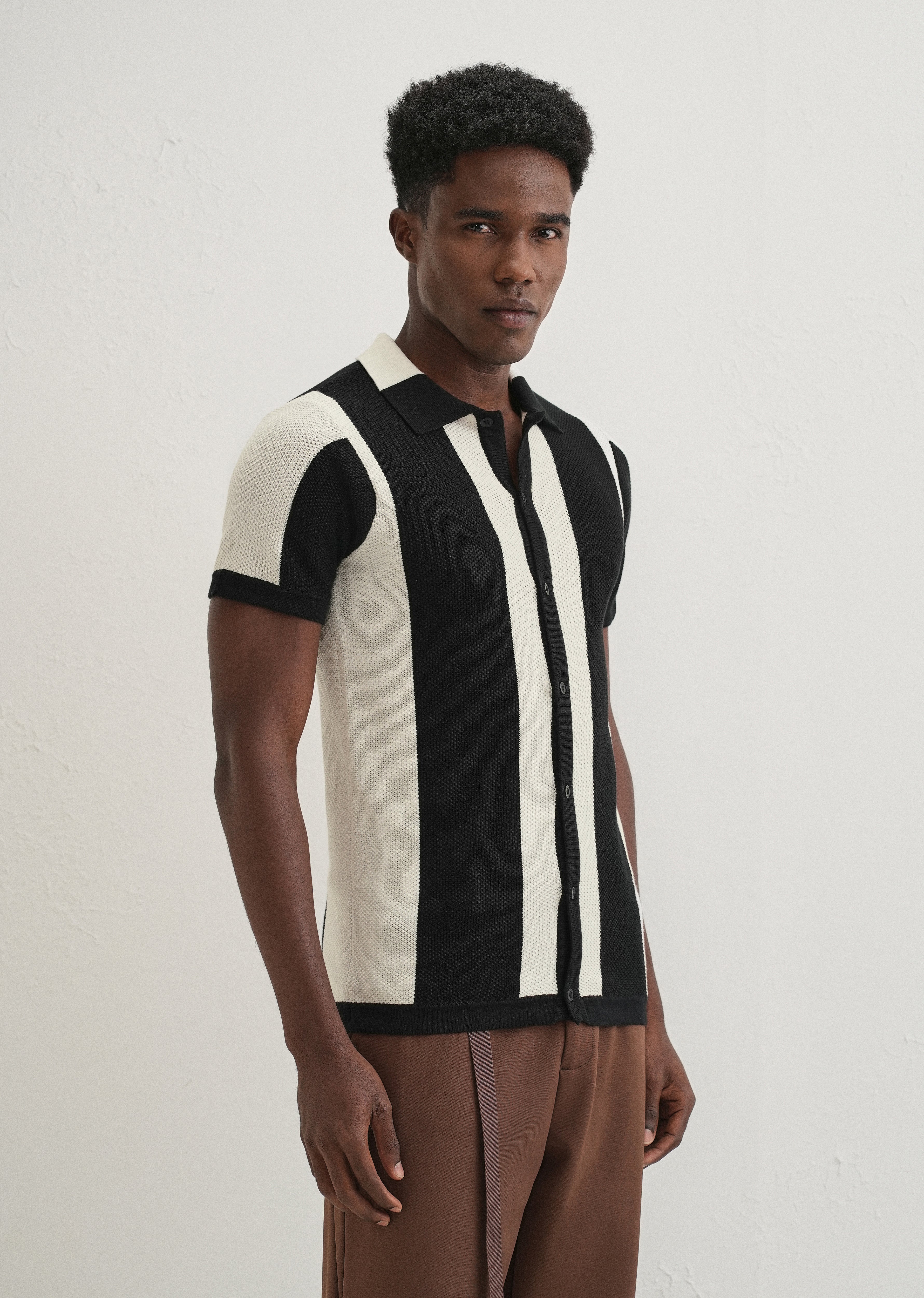 Black Stripe Knitted Shirt - Image 5