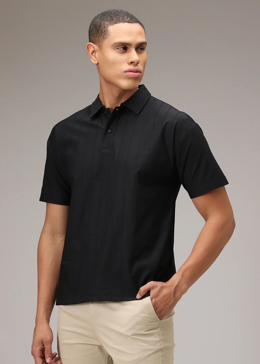 Black Striped Polo T-Shirt - Image 5