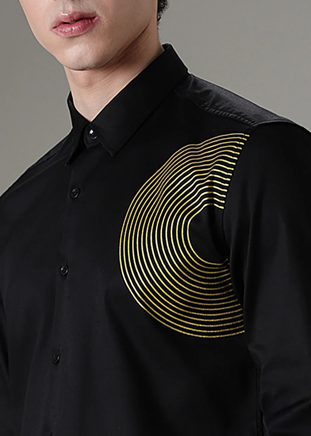 Black Symmetric Foil Designer Shirt - Image 2