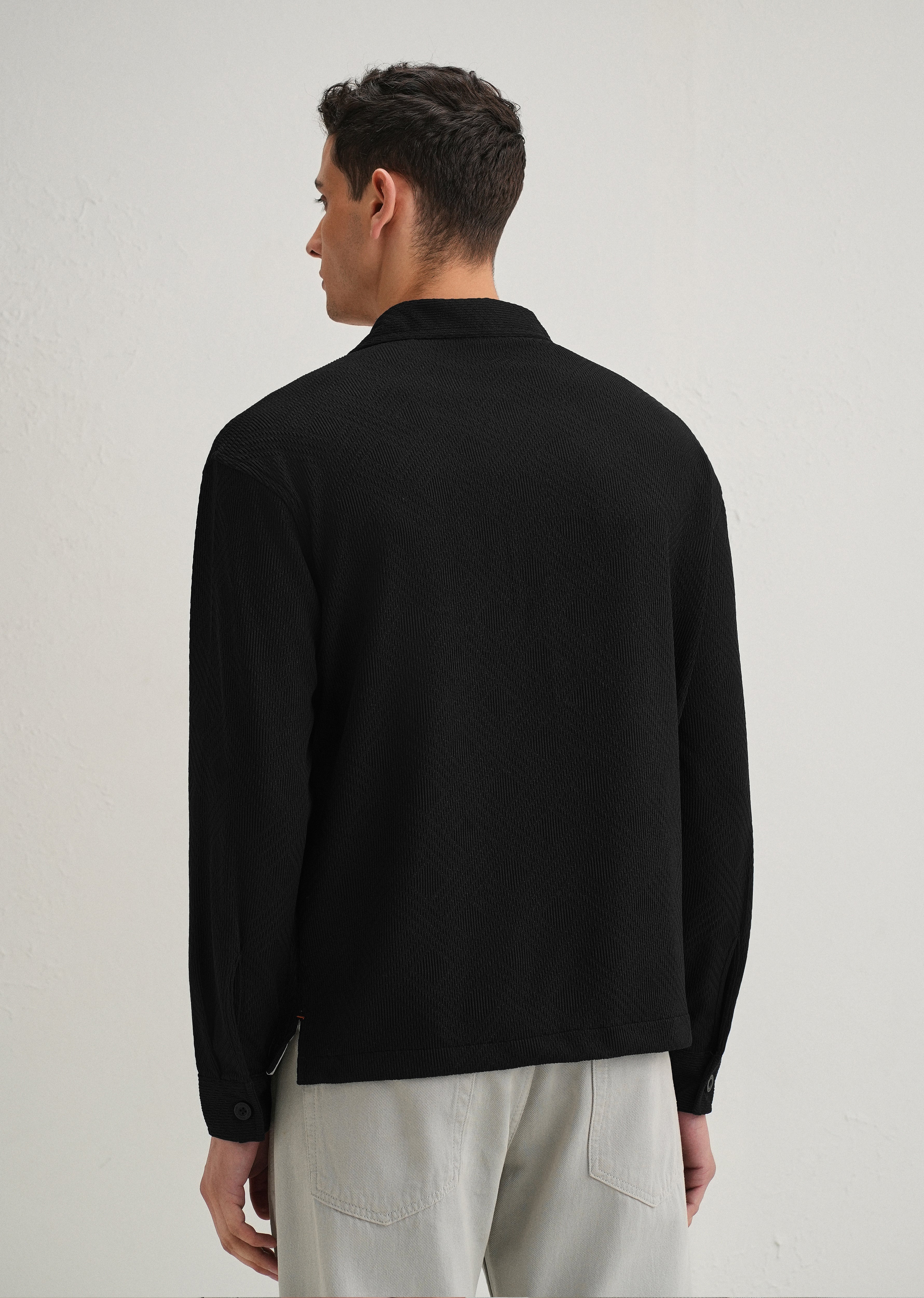 Black Textured Knit Shacket - Image 4