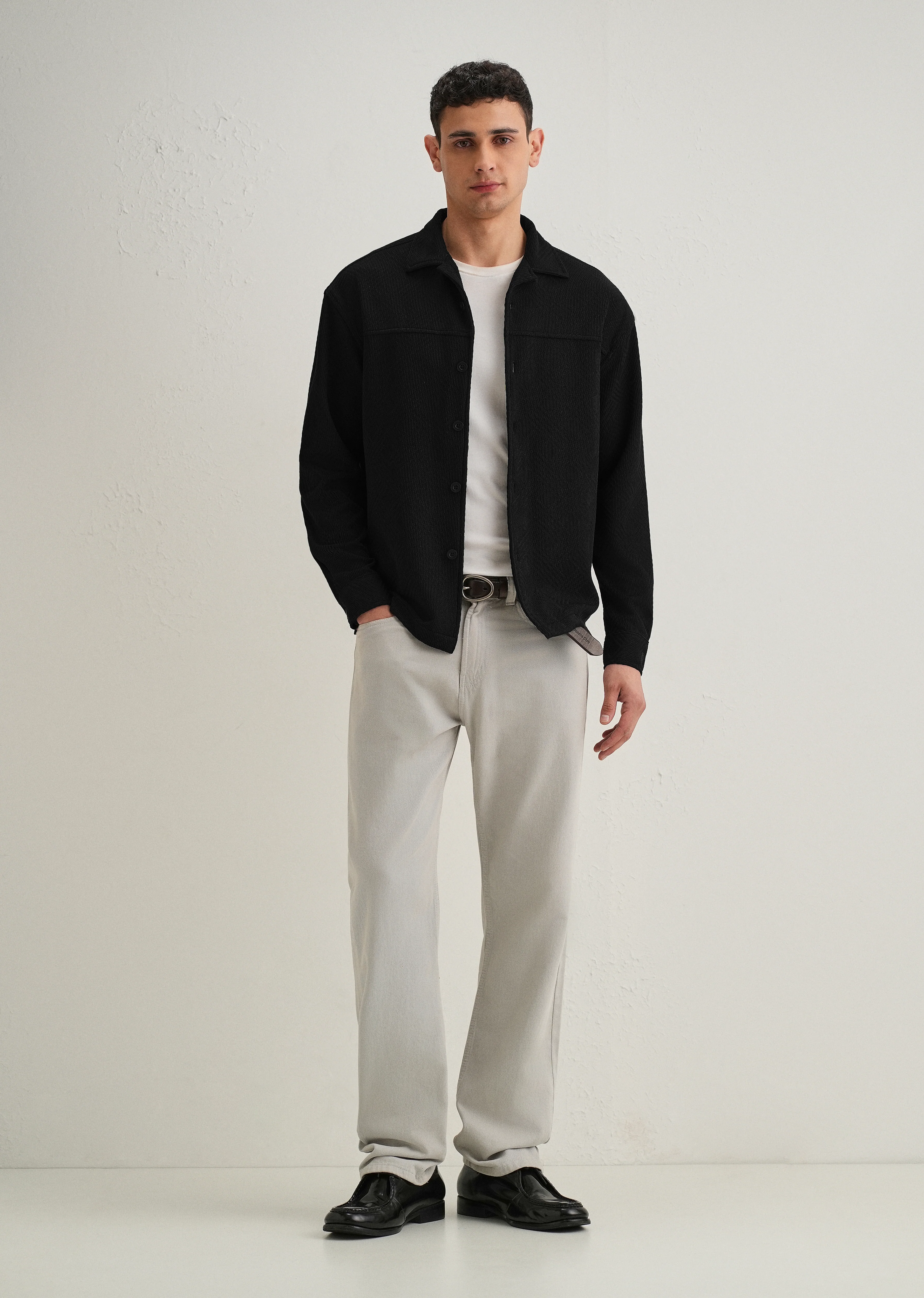 Black Textured Knit Shacket - Image 8