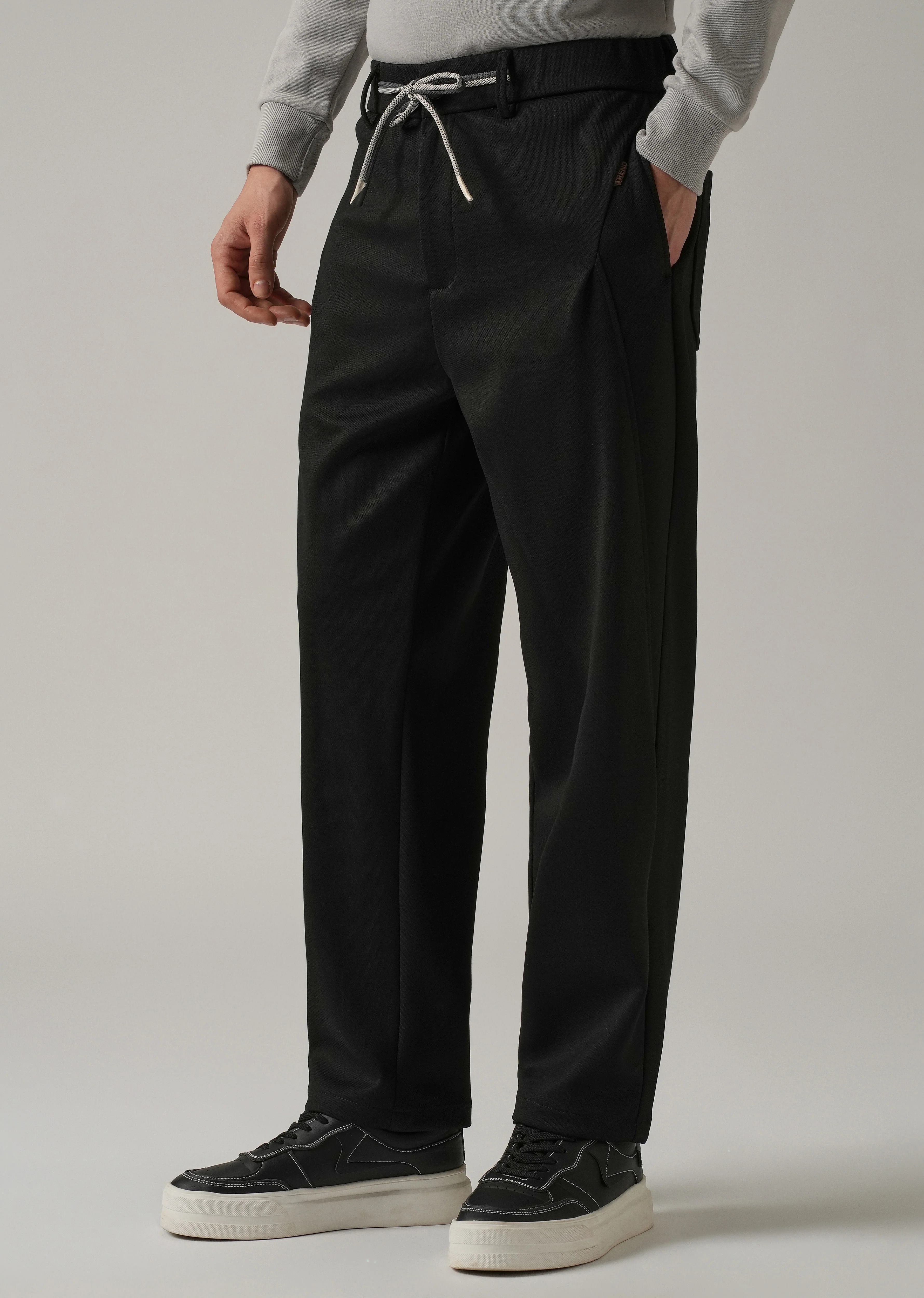 Black Textured Stretch Pant - Image 7