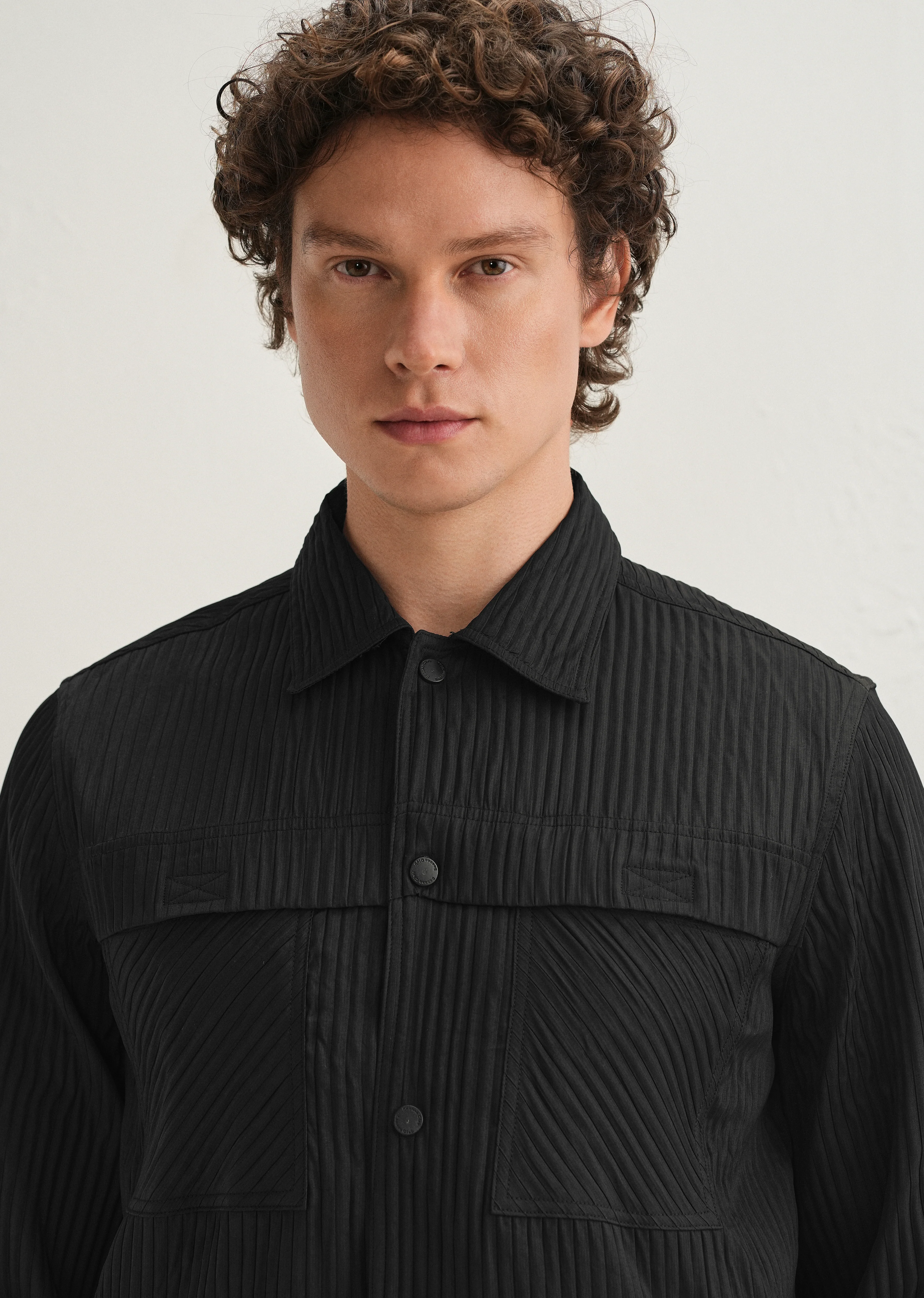 Black Textured Utility Shacket - Image 7