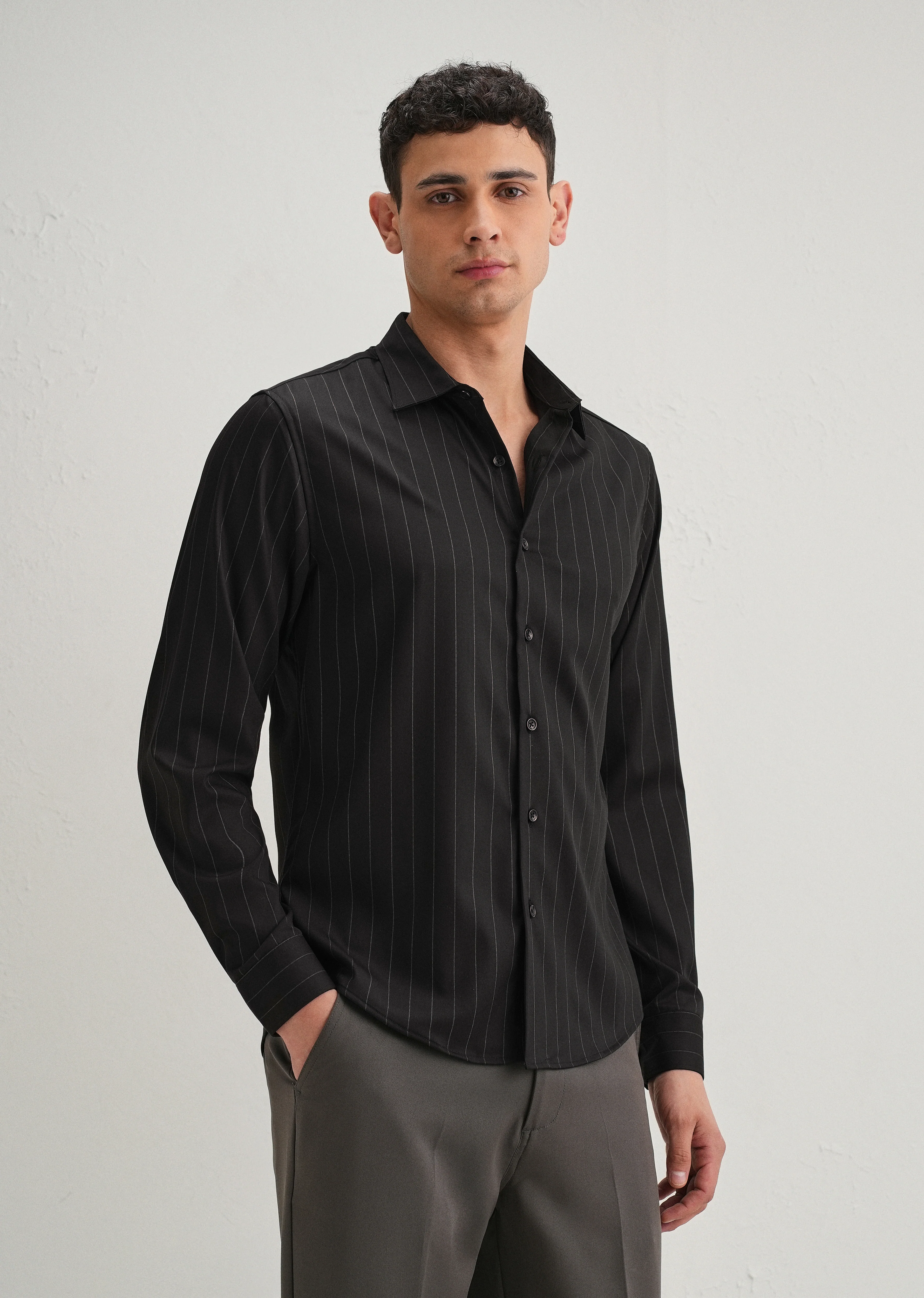 Black Vertical Stripe Shirt - Image 6