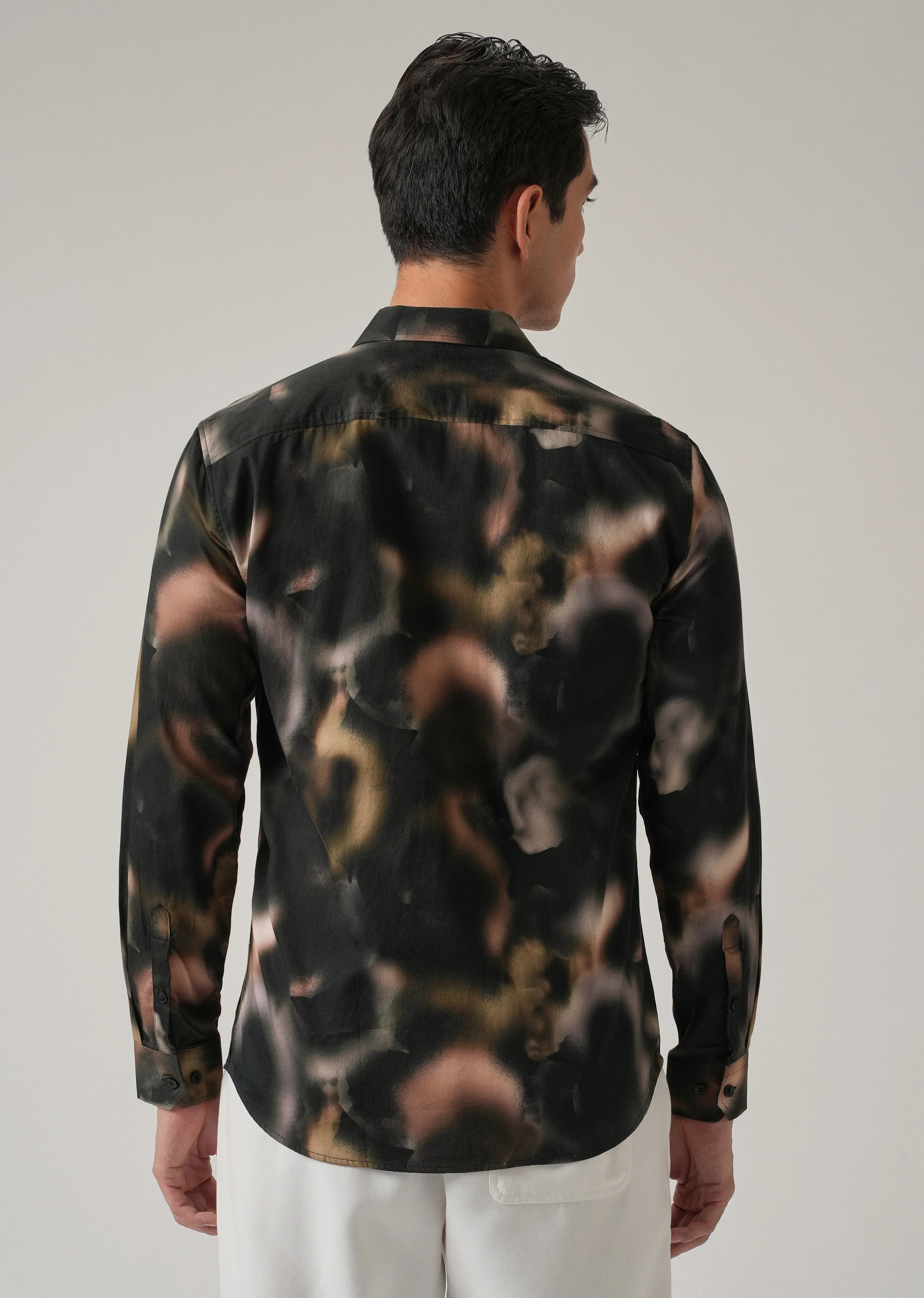 Black Wash Abstract Print Shirt - Image 2