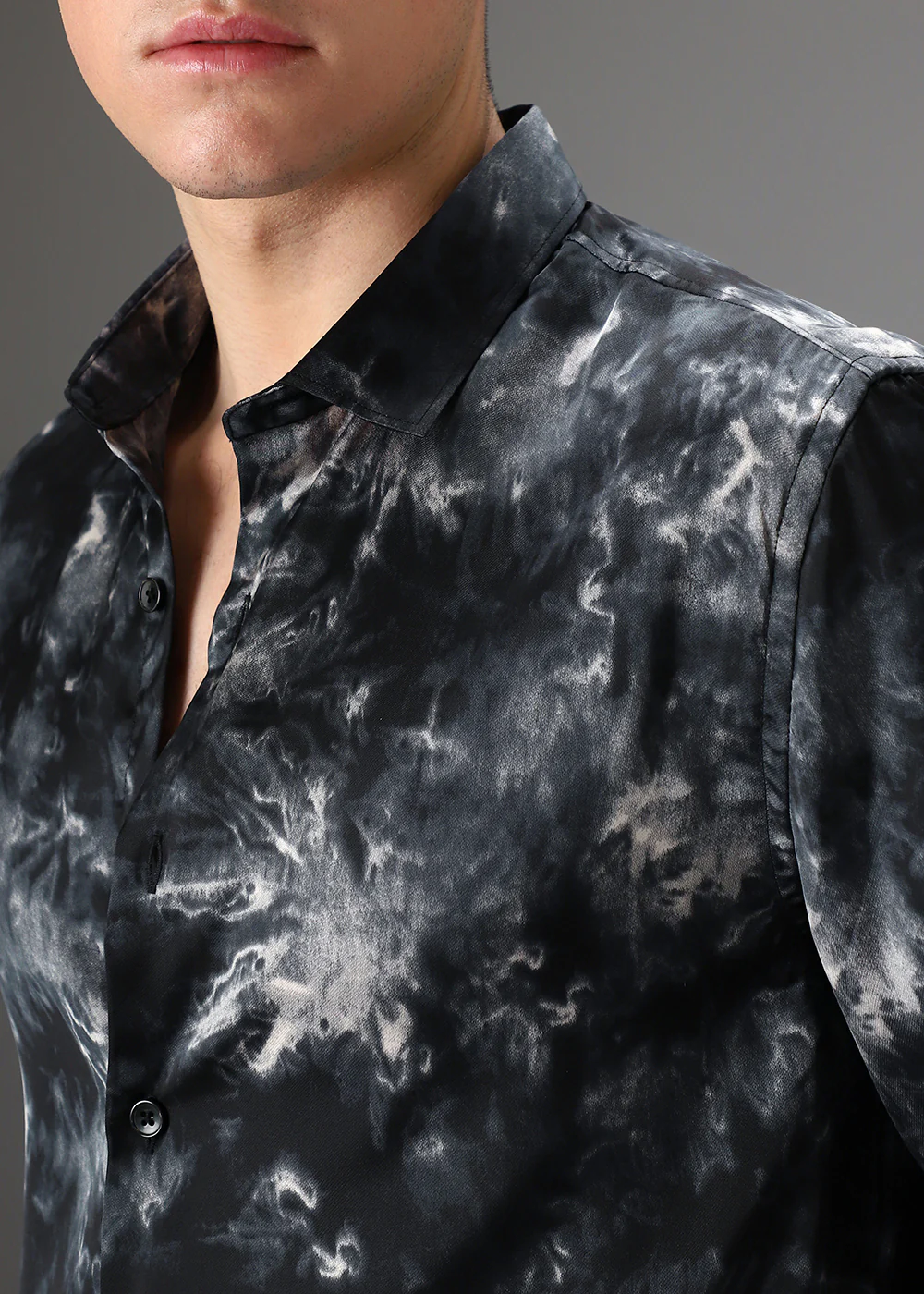Black Wash Abstract Printed Shirt - Image 2
