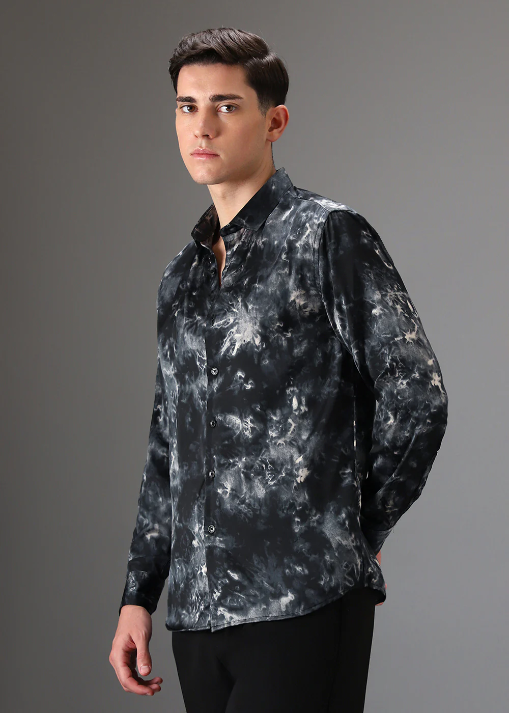 Black Wash Abstract Printed Shirt - Image 5