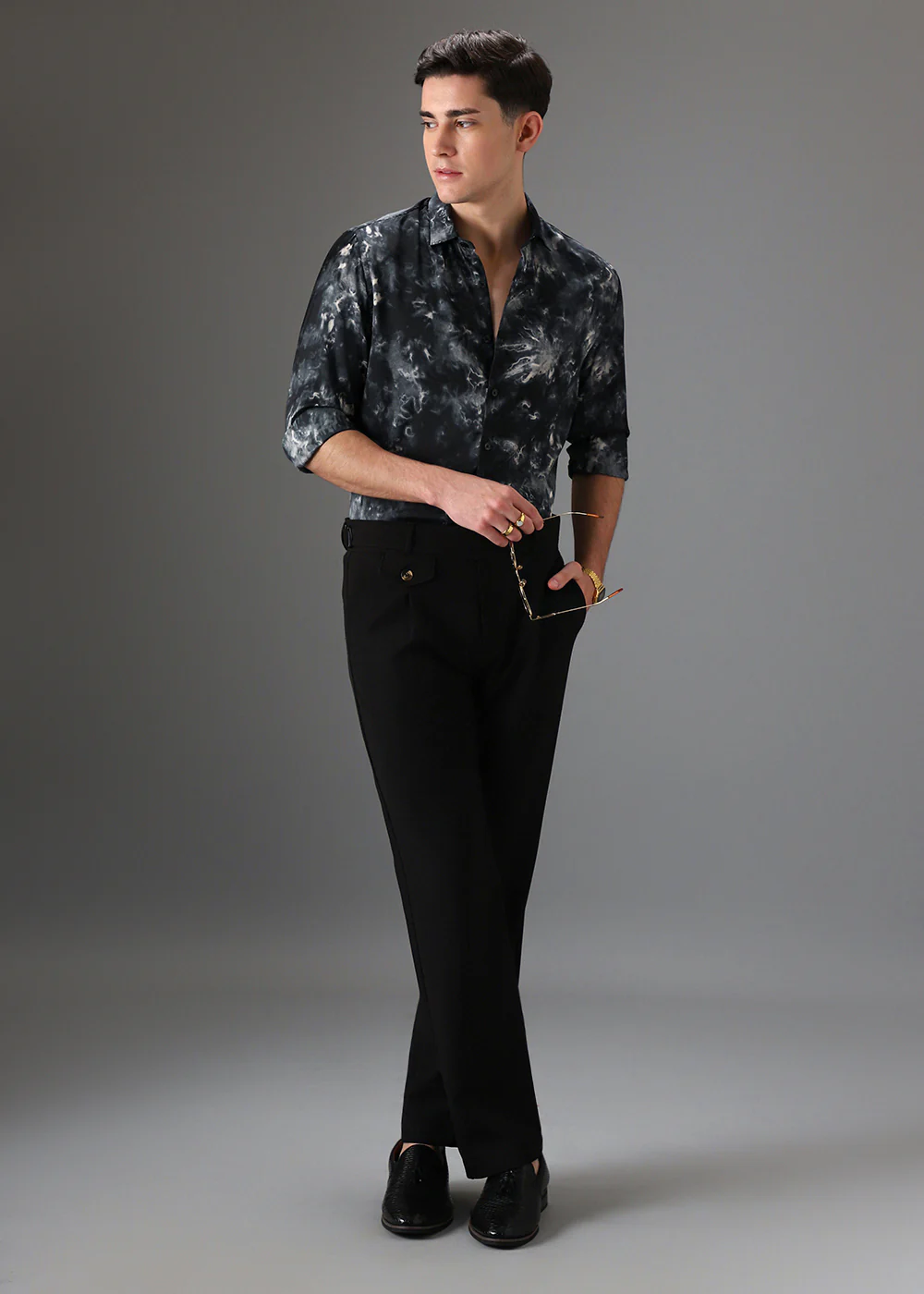 Black Wash Abstract Printed Shirt - Image 6