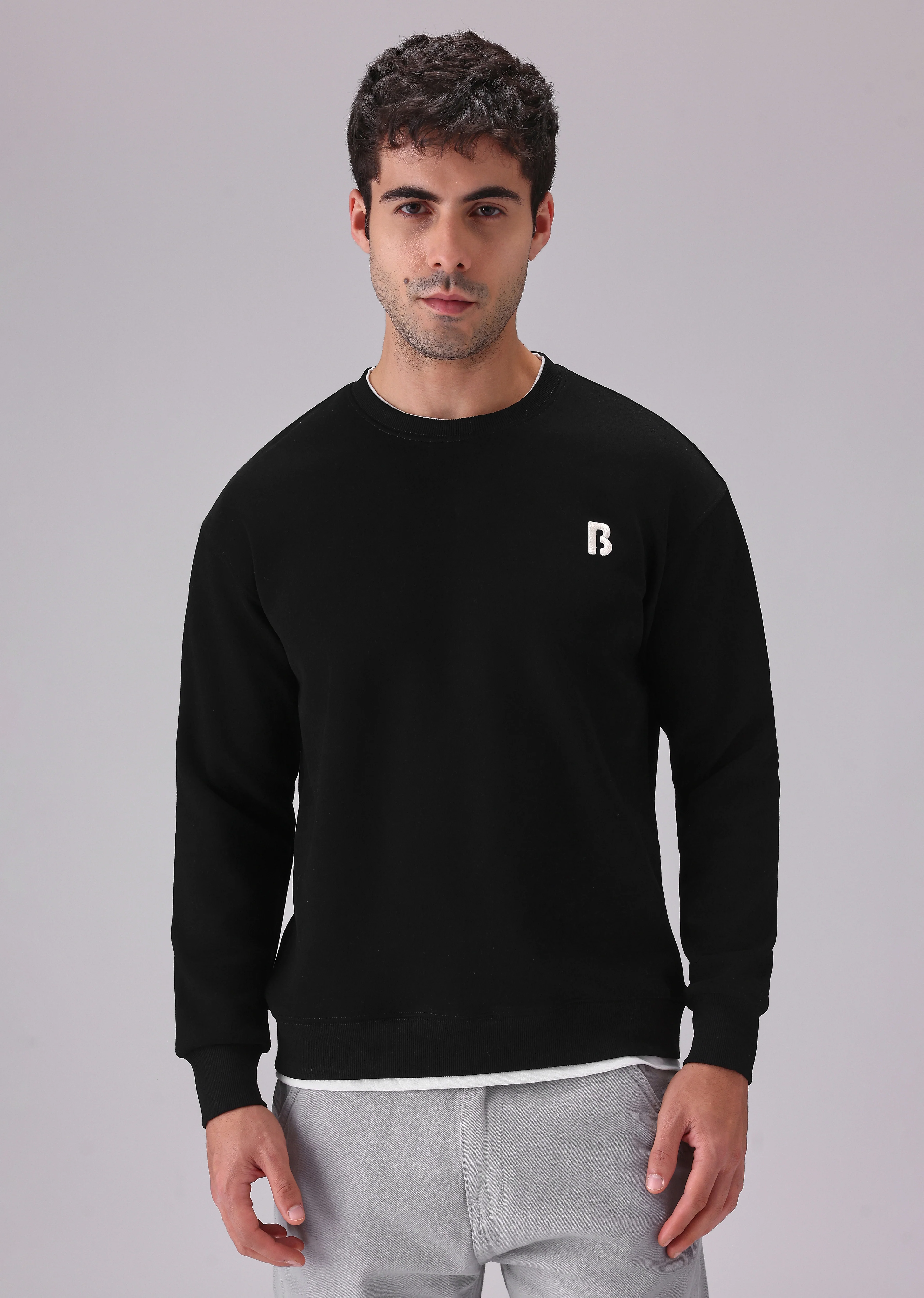 Black White Contrast Sweatshirt - Image 3