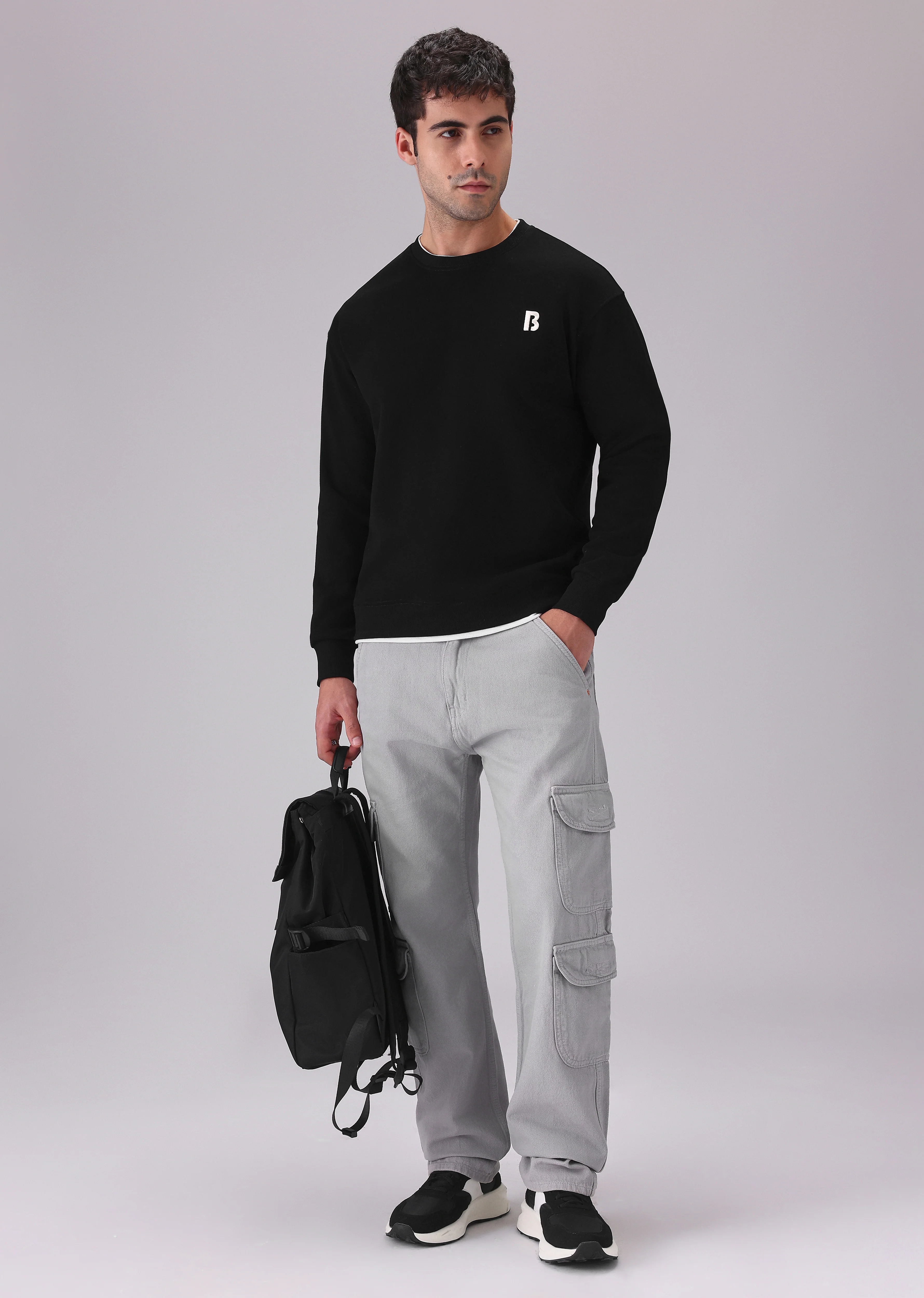 Black White Contrast Sweatshirt - Image 6
