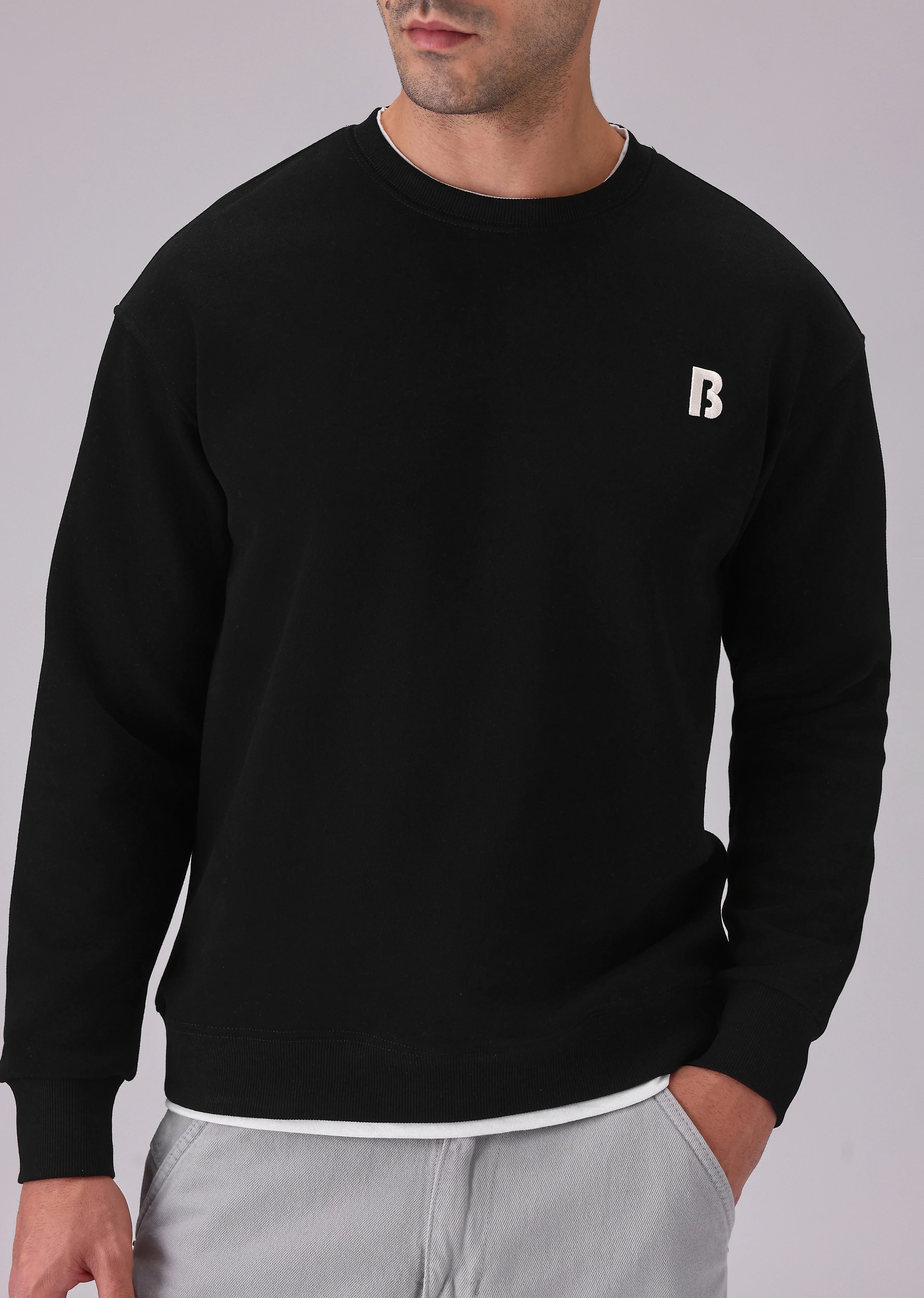 Black White Contrast Sweatshirt - Image 7