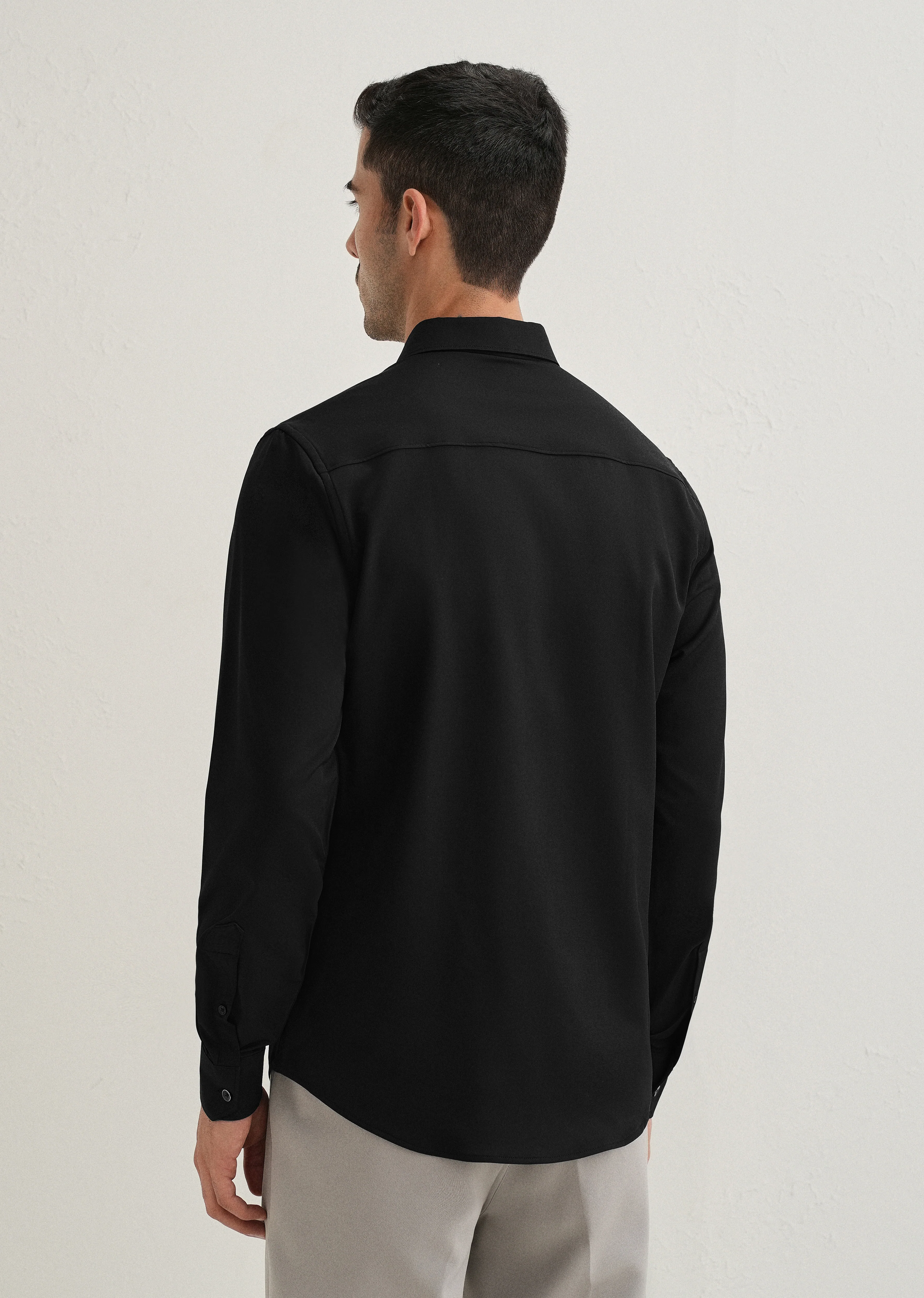 Black Wrinkle Free Plain Shirt - Image 2