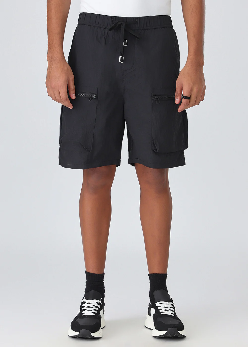 Black Zip Pocket Cargo Shorts - Image 3