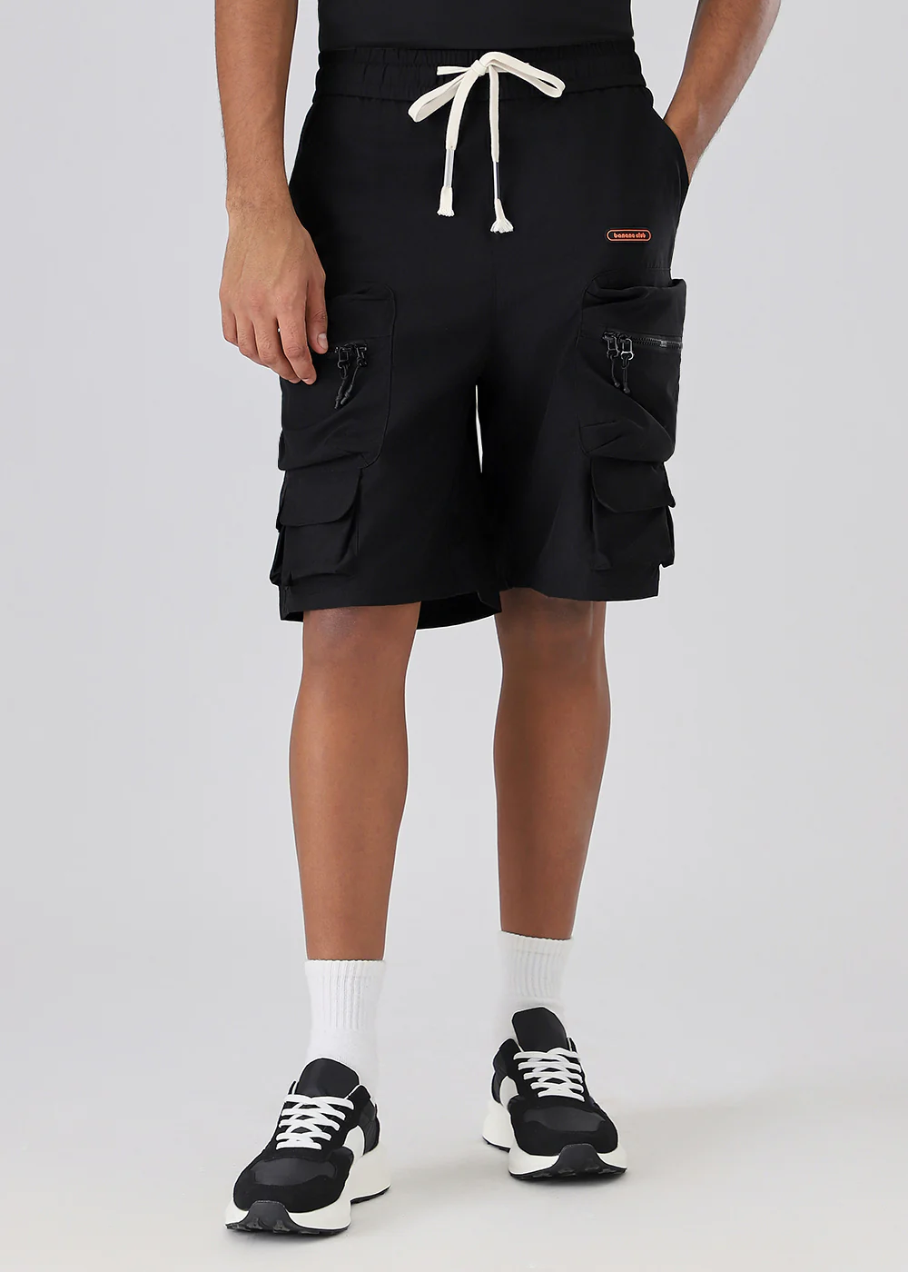 Black Zipper Cargo Shorts - Image 3