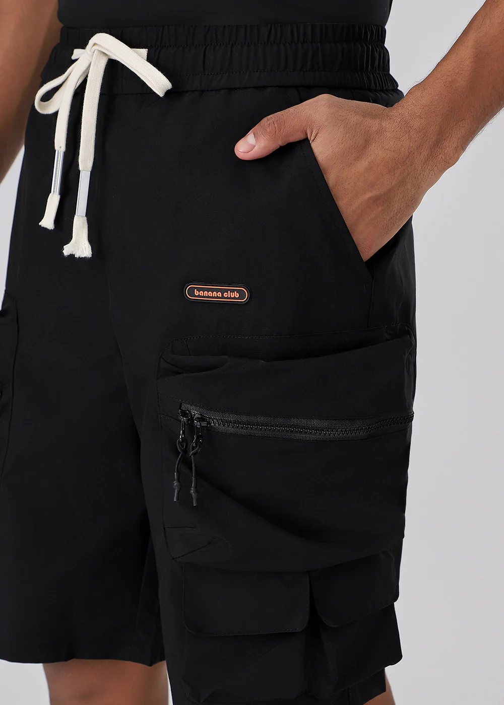 Black Zipper Cargo Shorts - Image 5