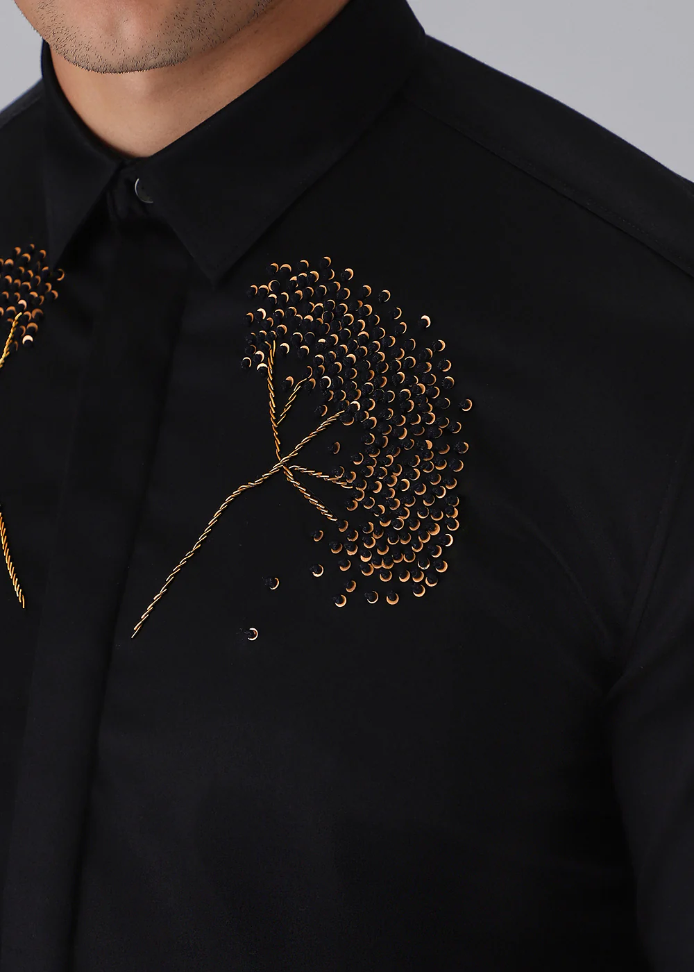 Hand Embroidered Black Designer Shirt - Image 2