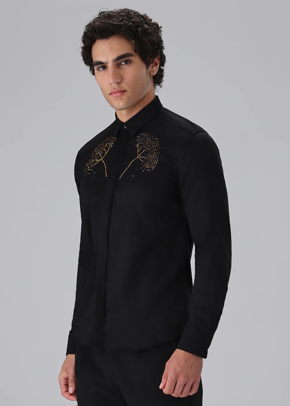Hand Embroidered Black Designer Shirt - Image 5
