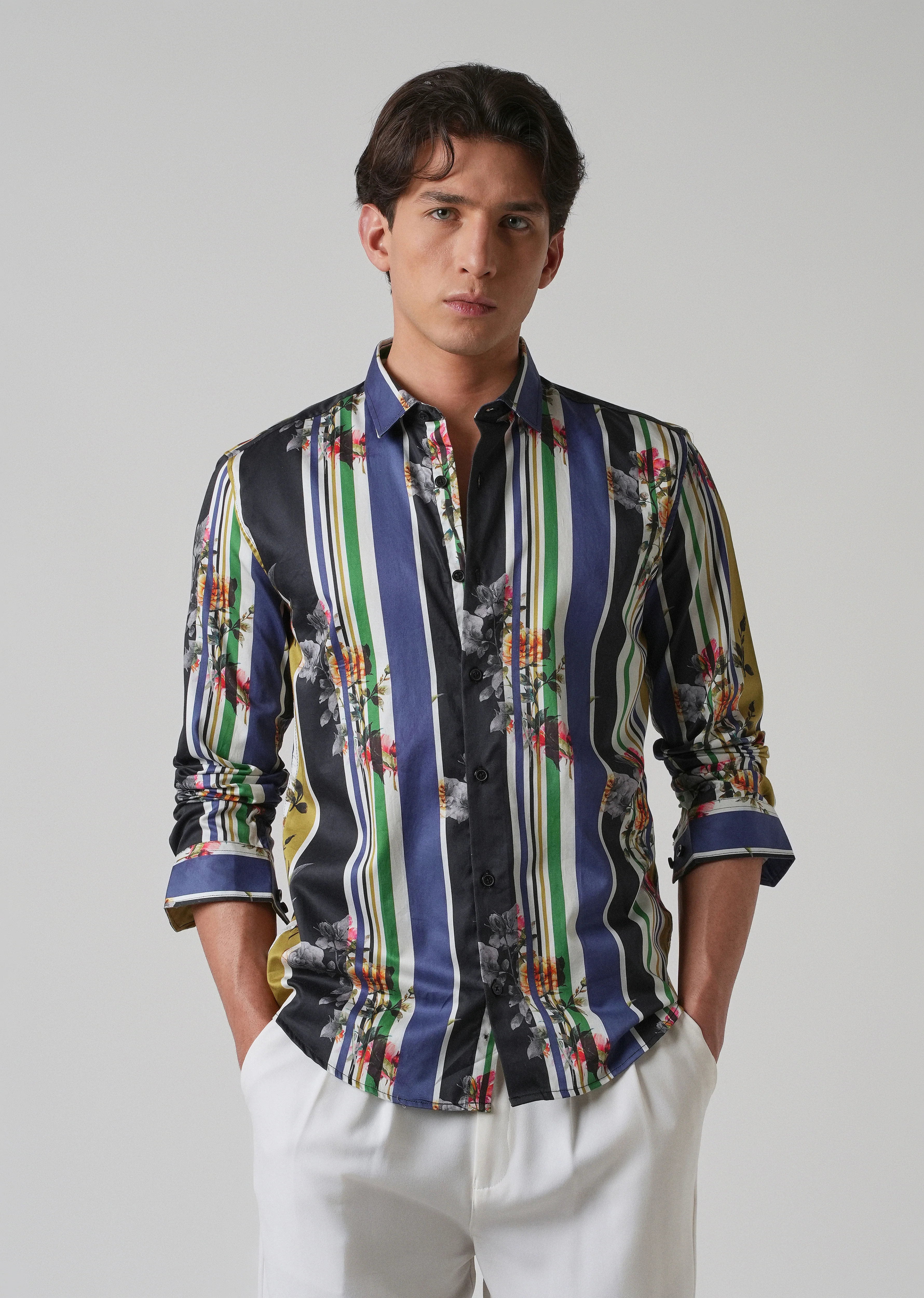 Blossom Full Sleeve Striped Printed Shirt - Image 2