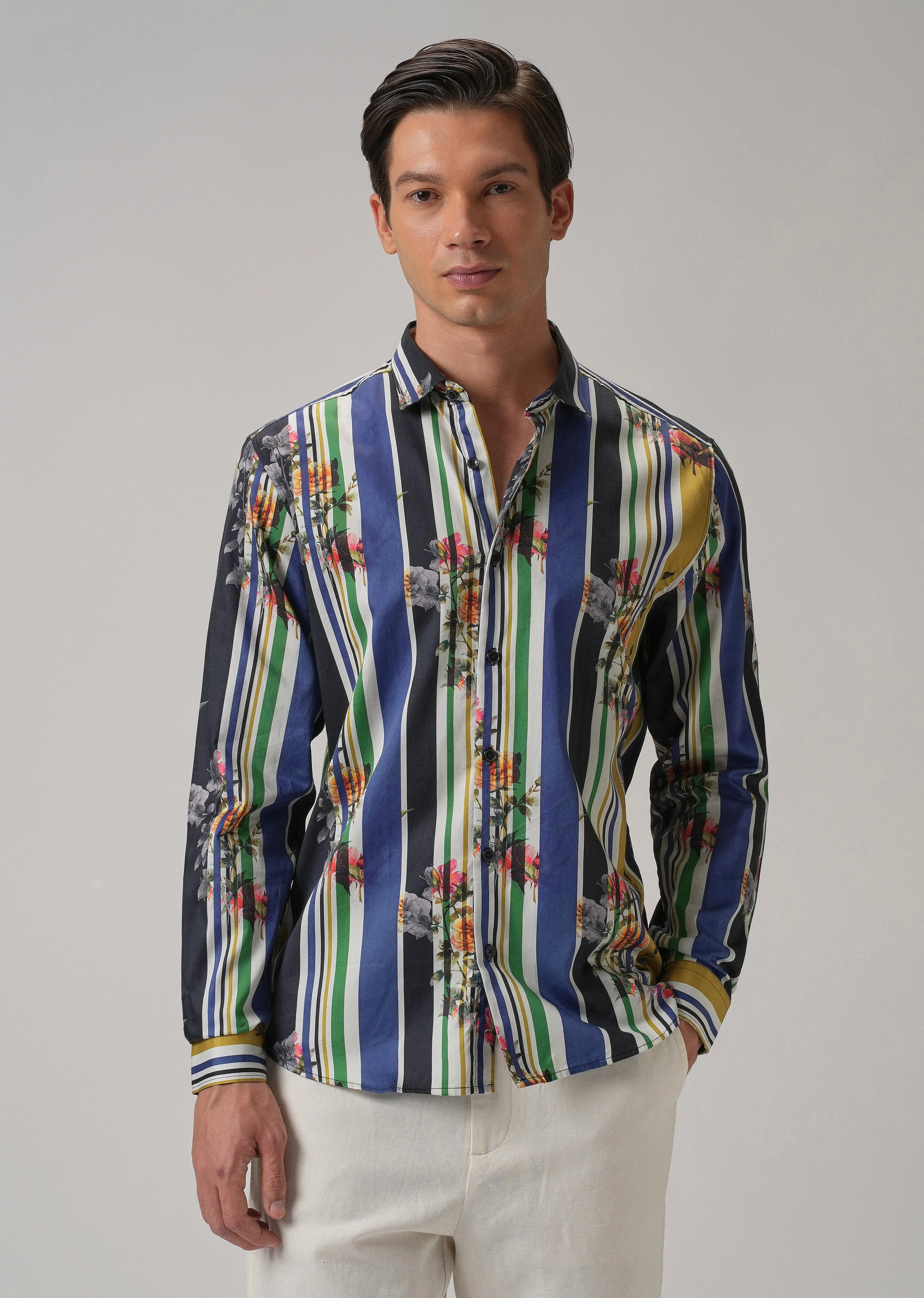 Blossom Full Sleeve Striped Printed Shirt - Image 4