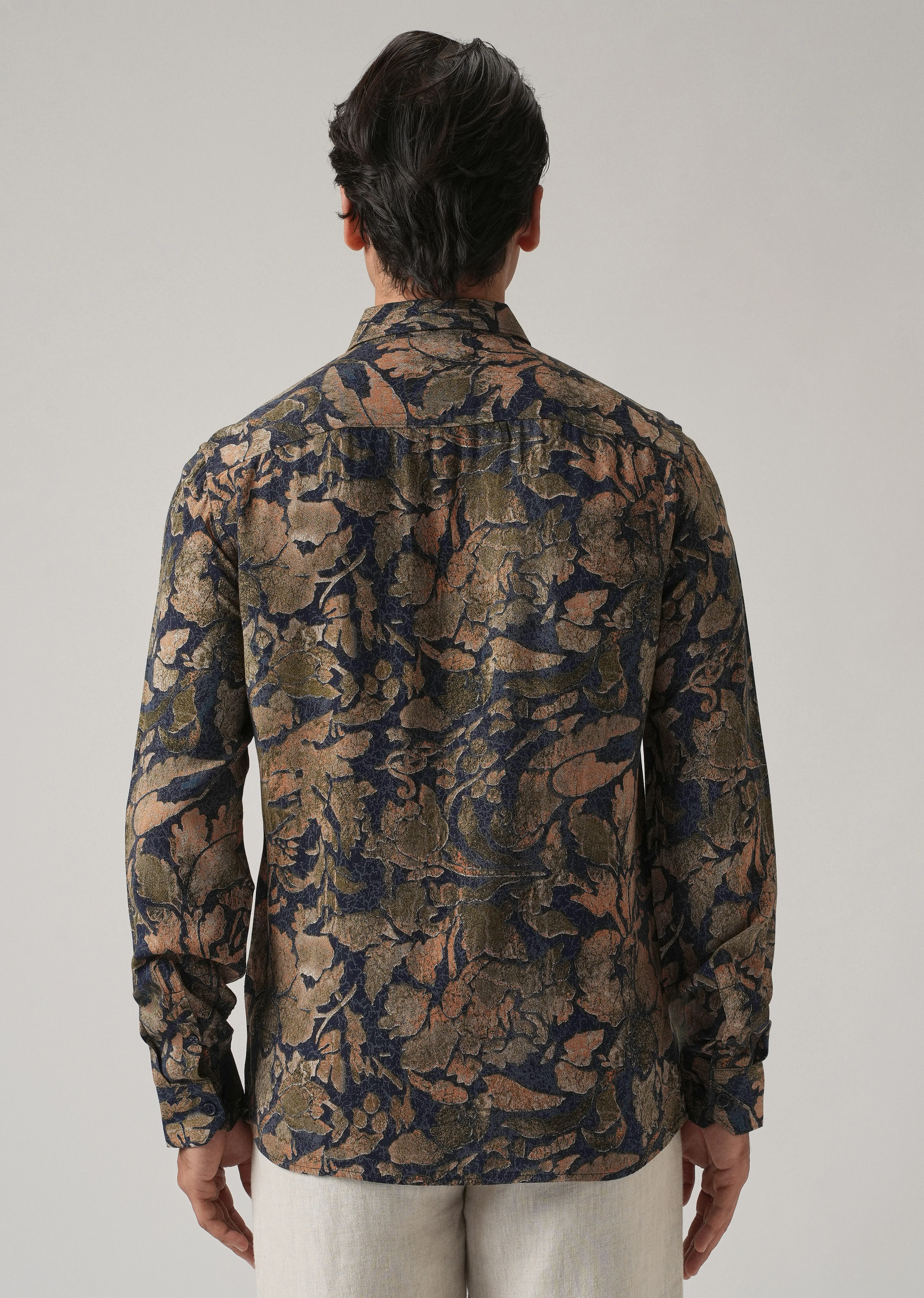 Blue Abstract Distress Print Feather Shirt - Image 2