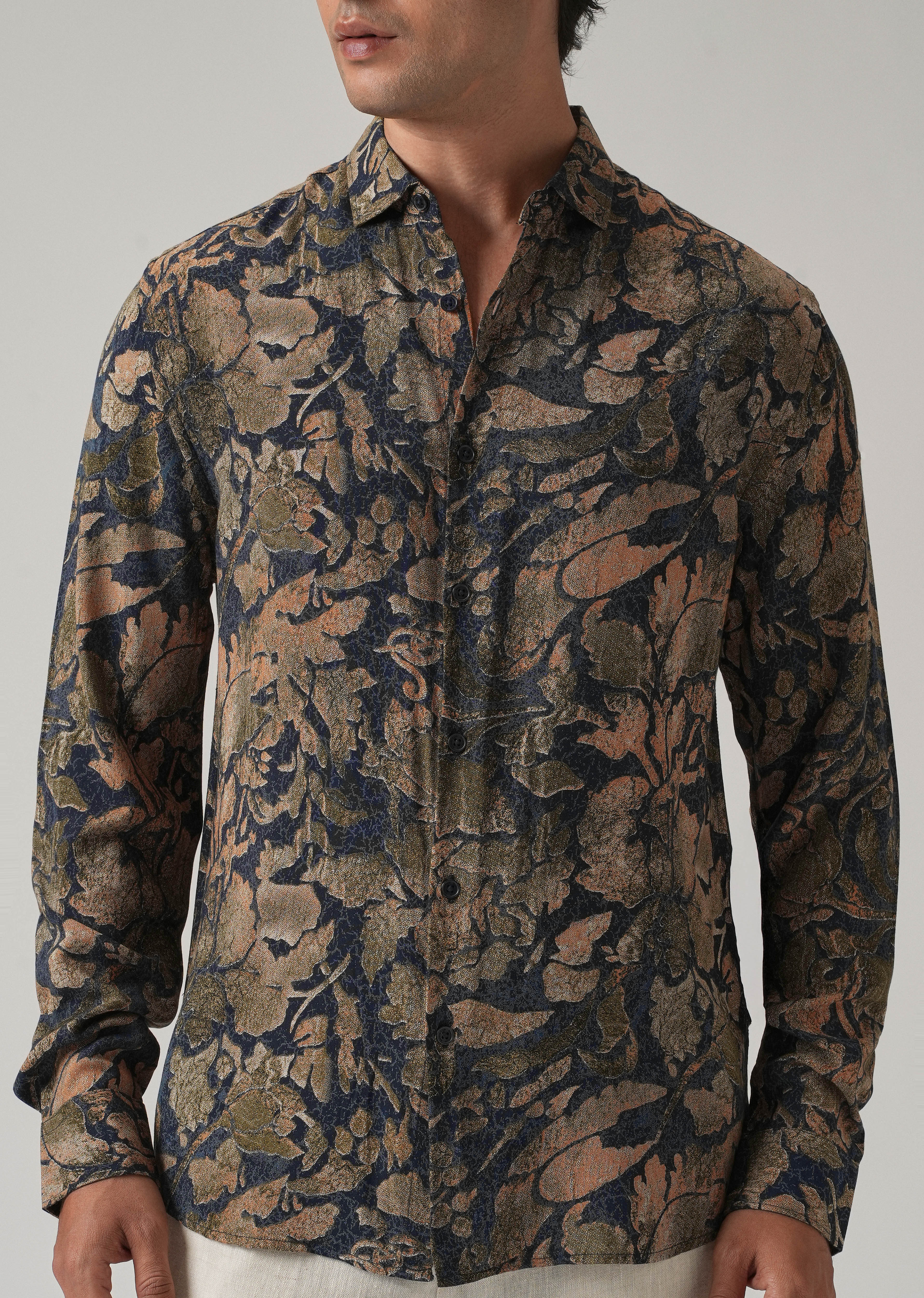 Blue Abstract Distress Print Feather Shirt - Image 7