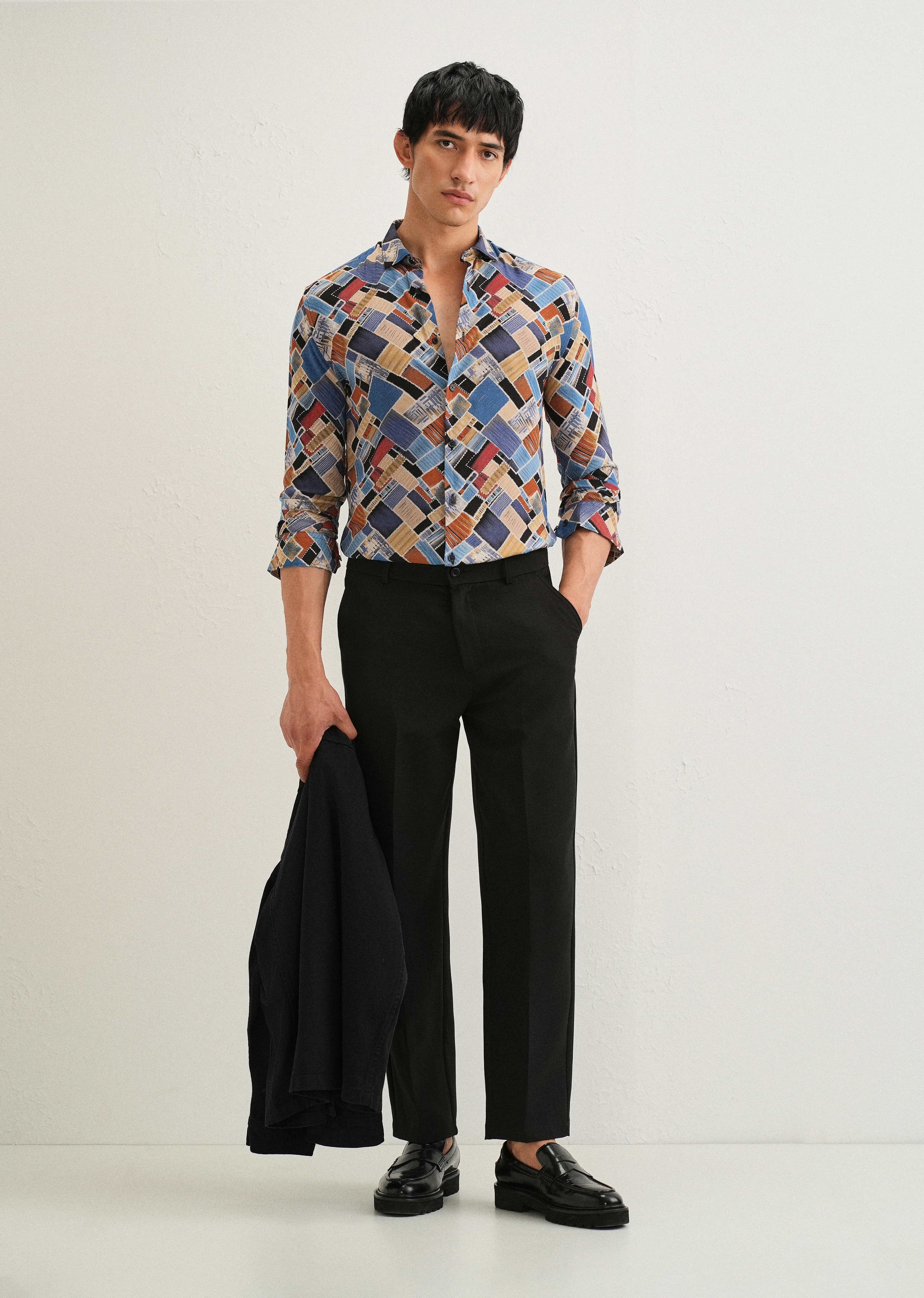 Blue Block Feather Shirt - Image 6