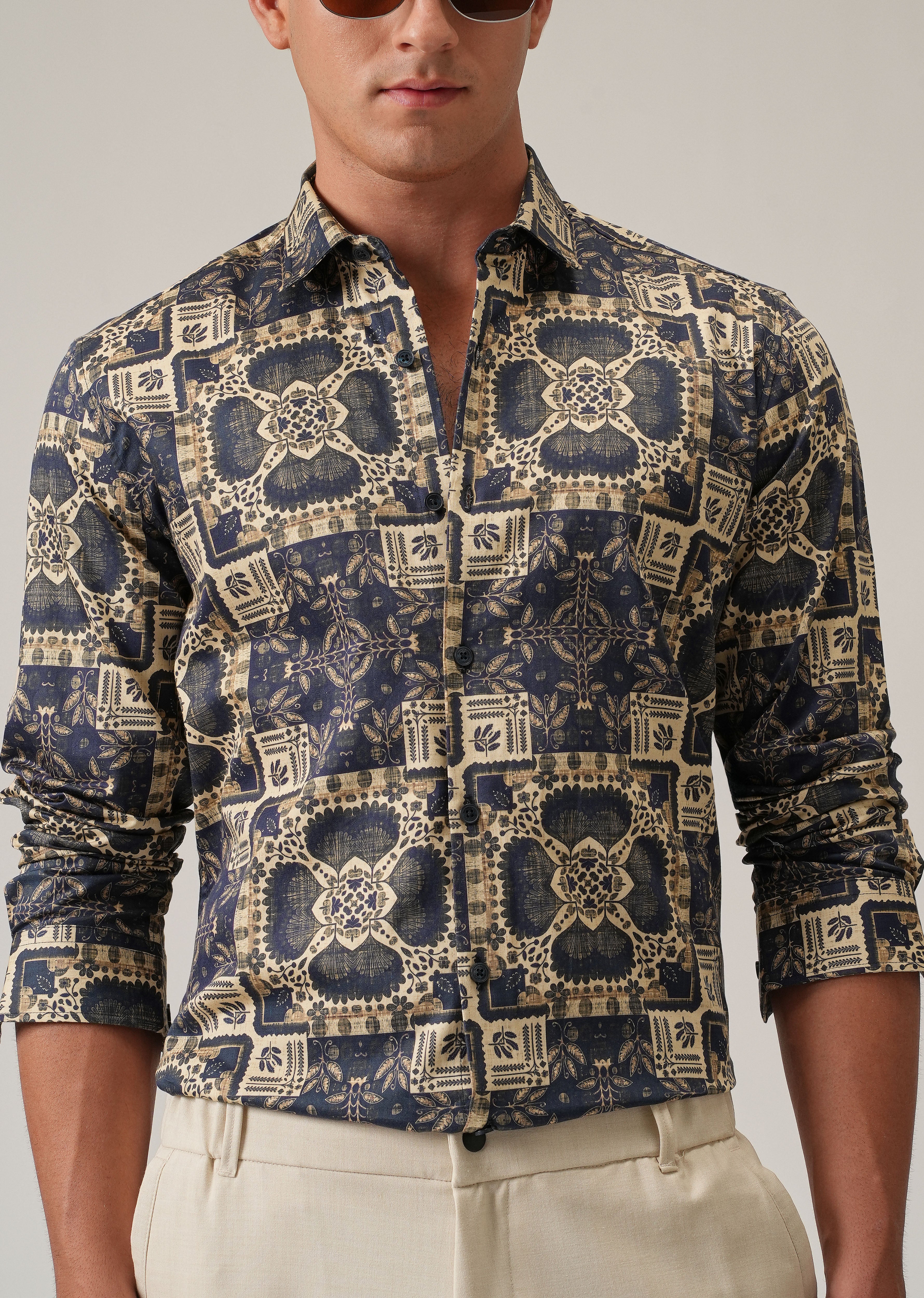 Blue Block Print Shirt - Image 7