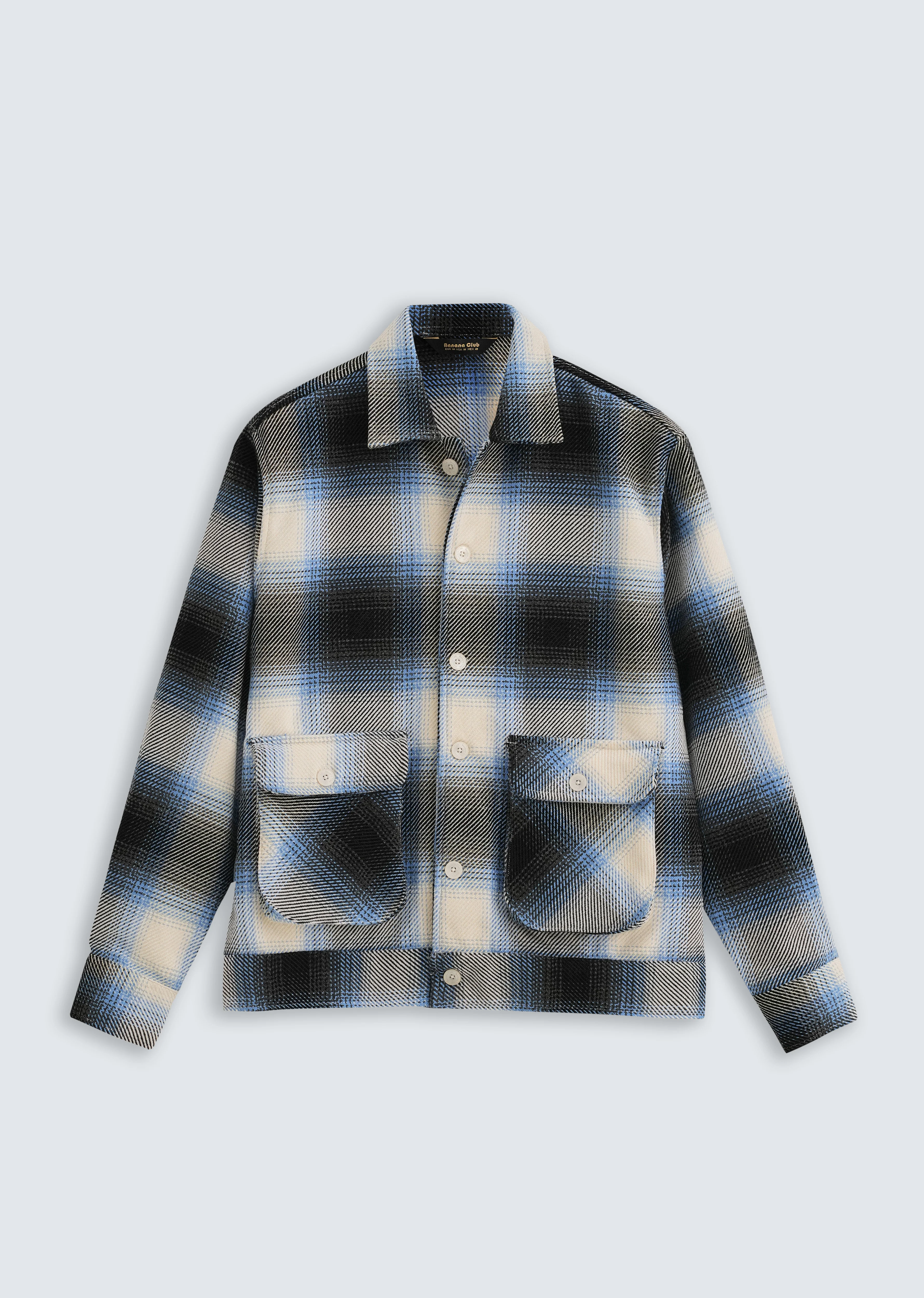 Blue Brushed Check Utility Shacket - Image 2