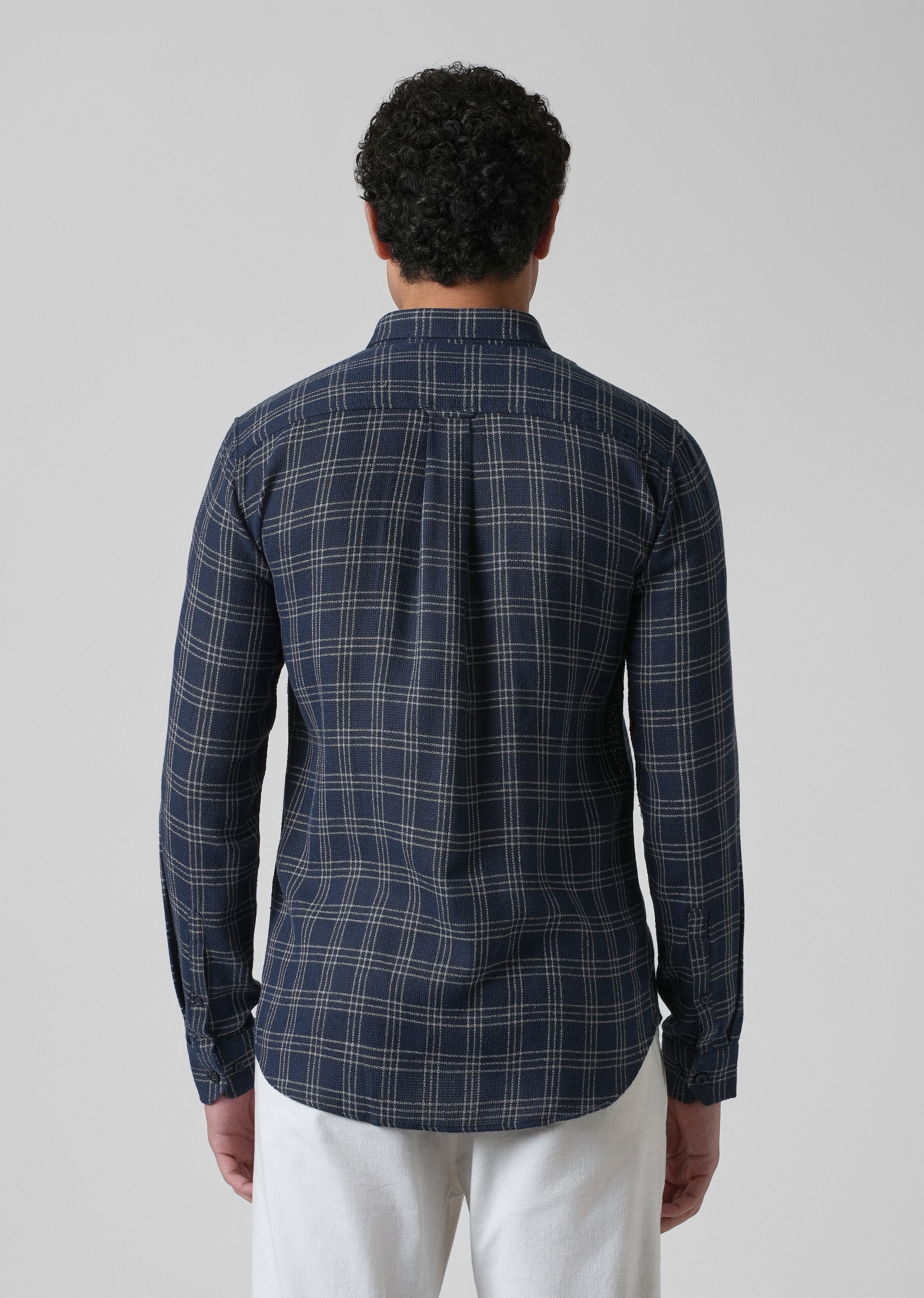 Melange Blue Cannon Check Shirt - Image 2