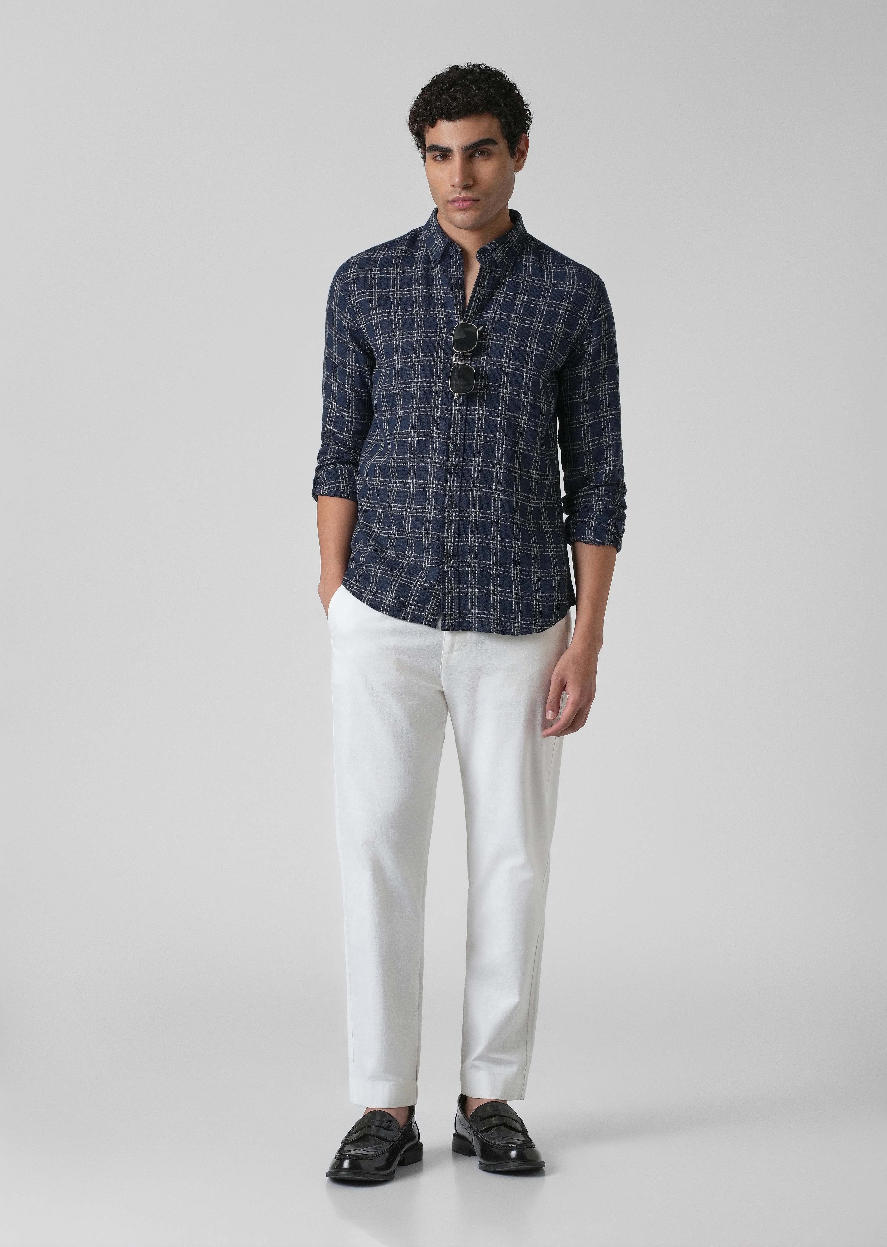 Melange Blue Cannon Check Shirt - Image 6