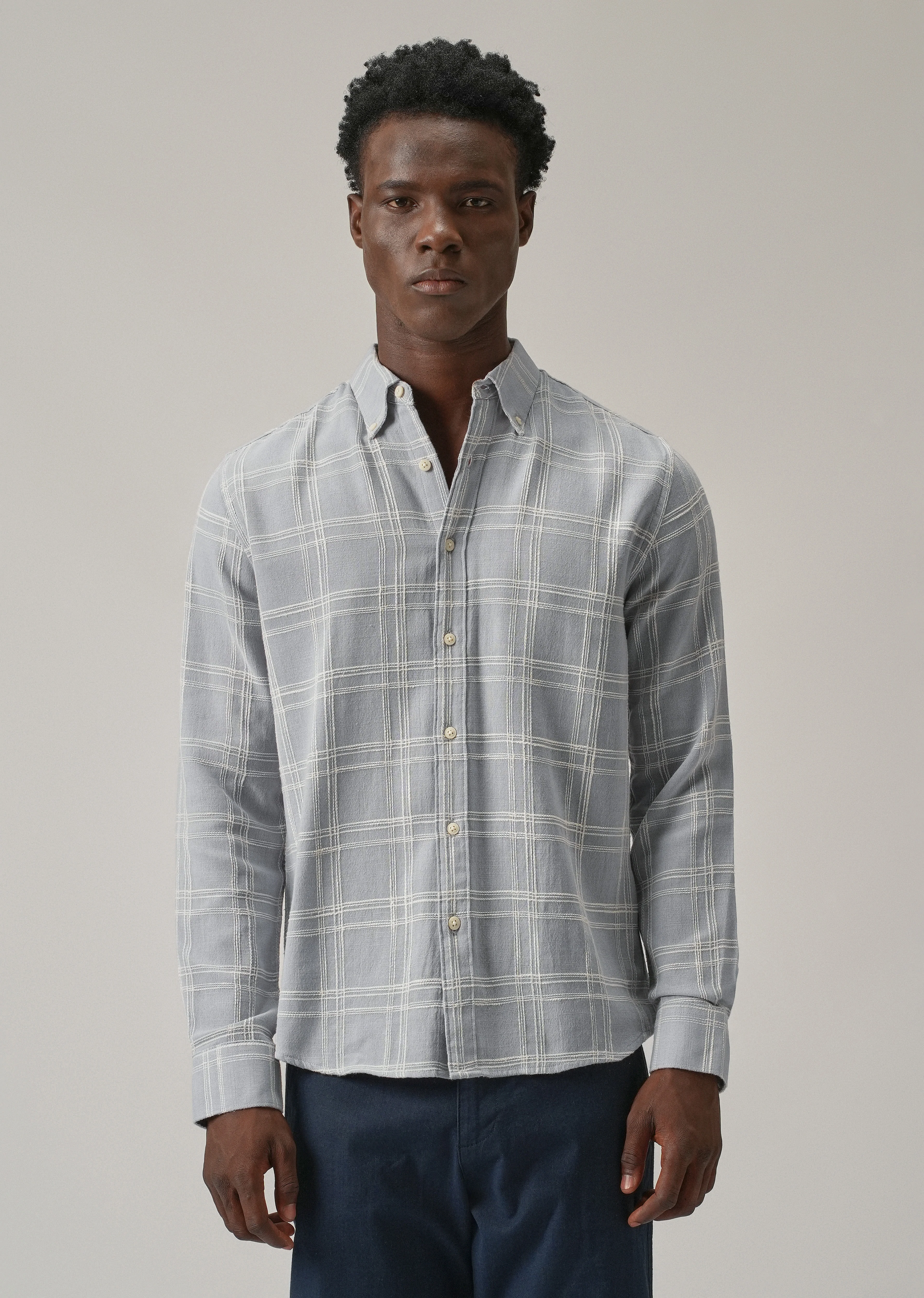 Blue Chenille Check Shirt - Image 3