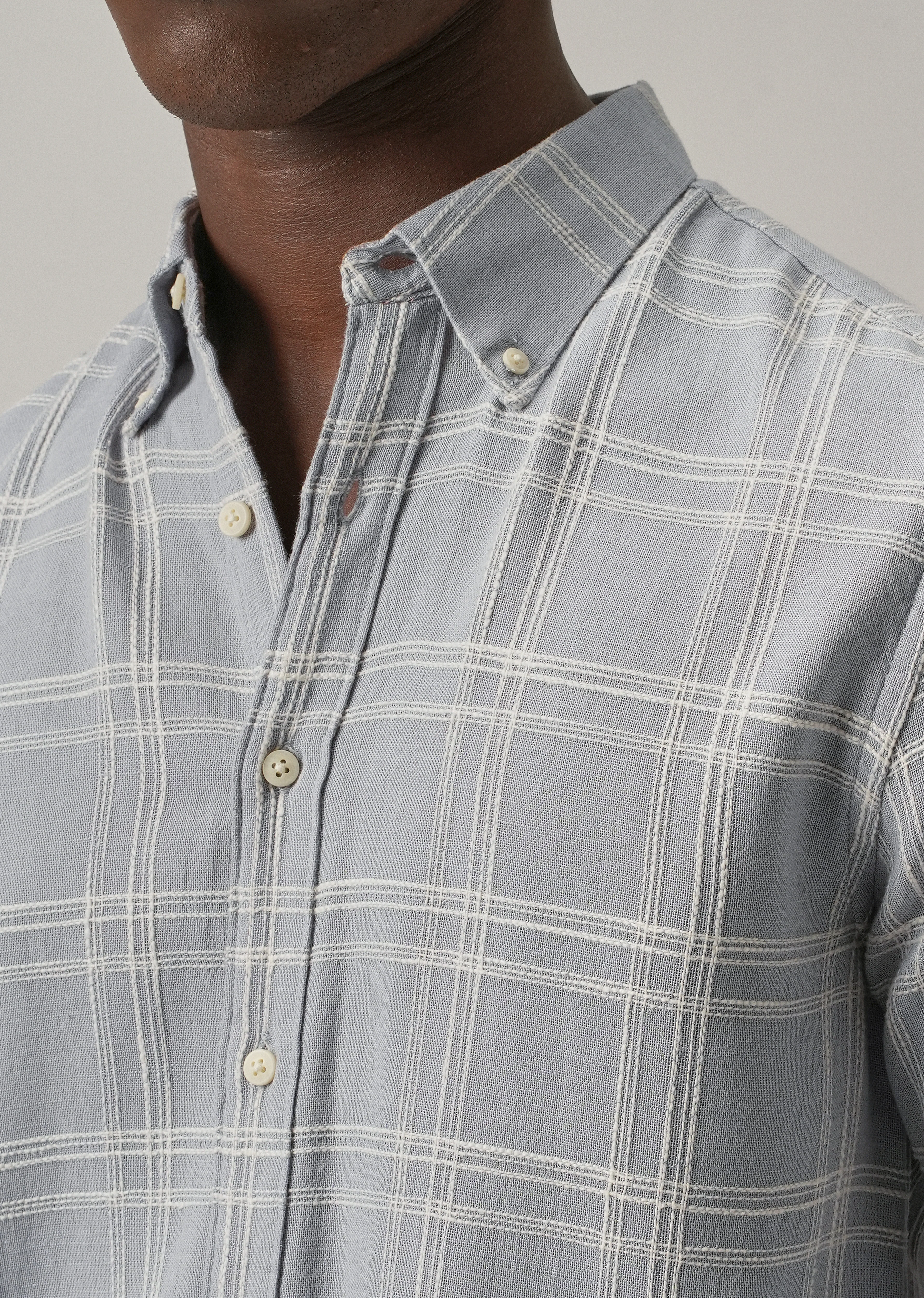Blue Chenille Check Shirt - Image 5