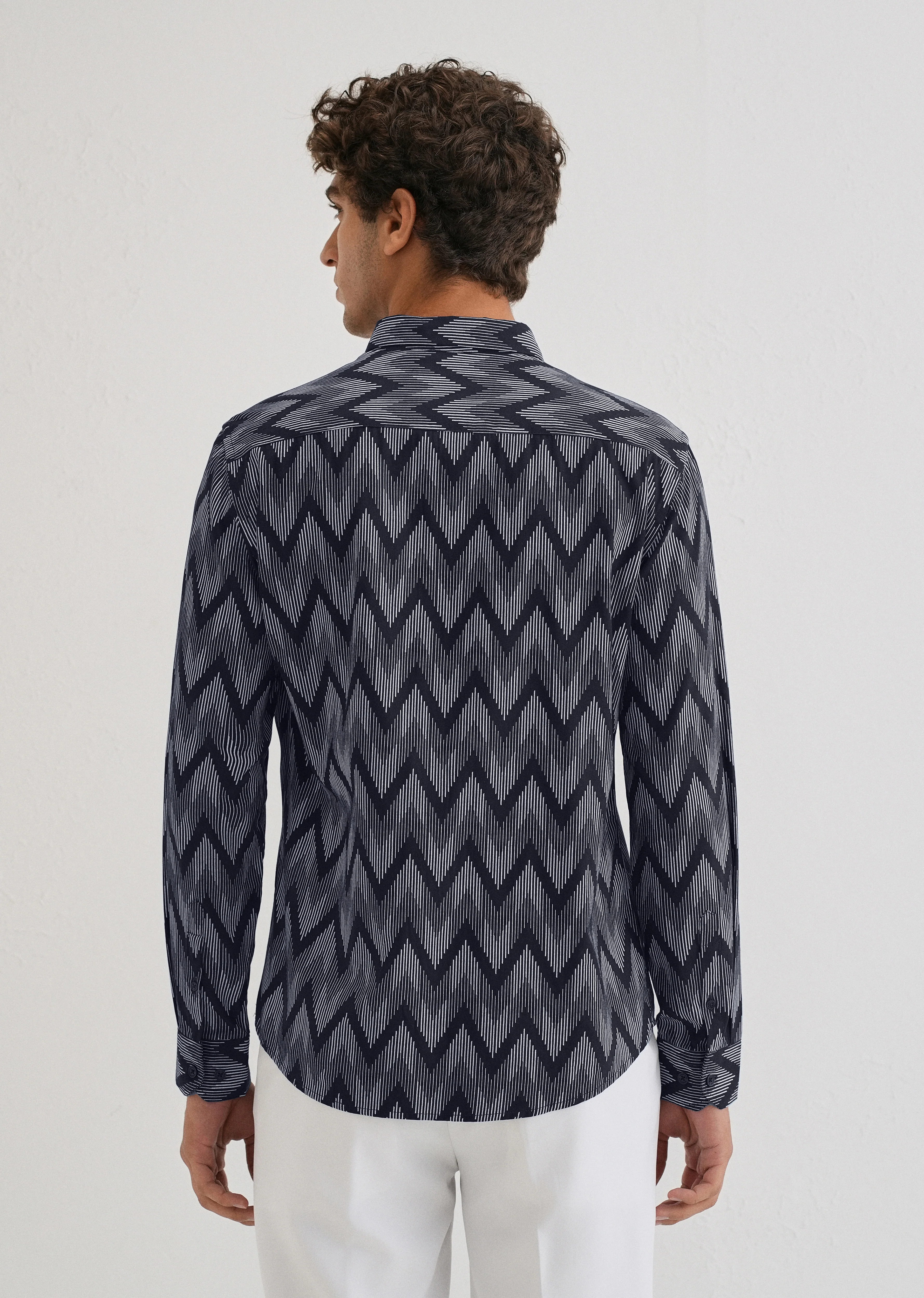 Blue Chevron Printed Shirt - Image 2