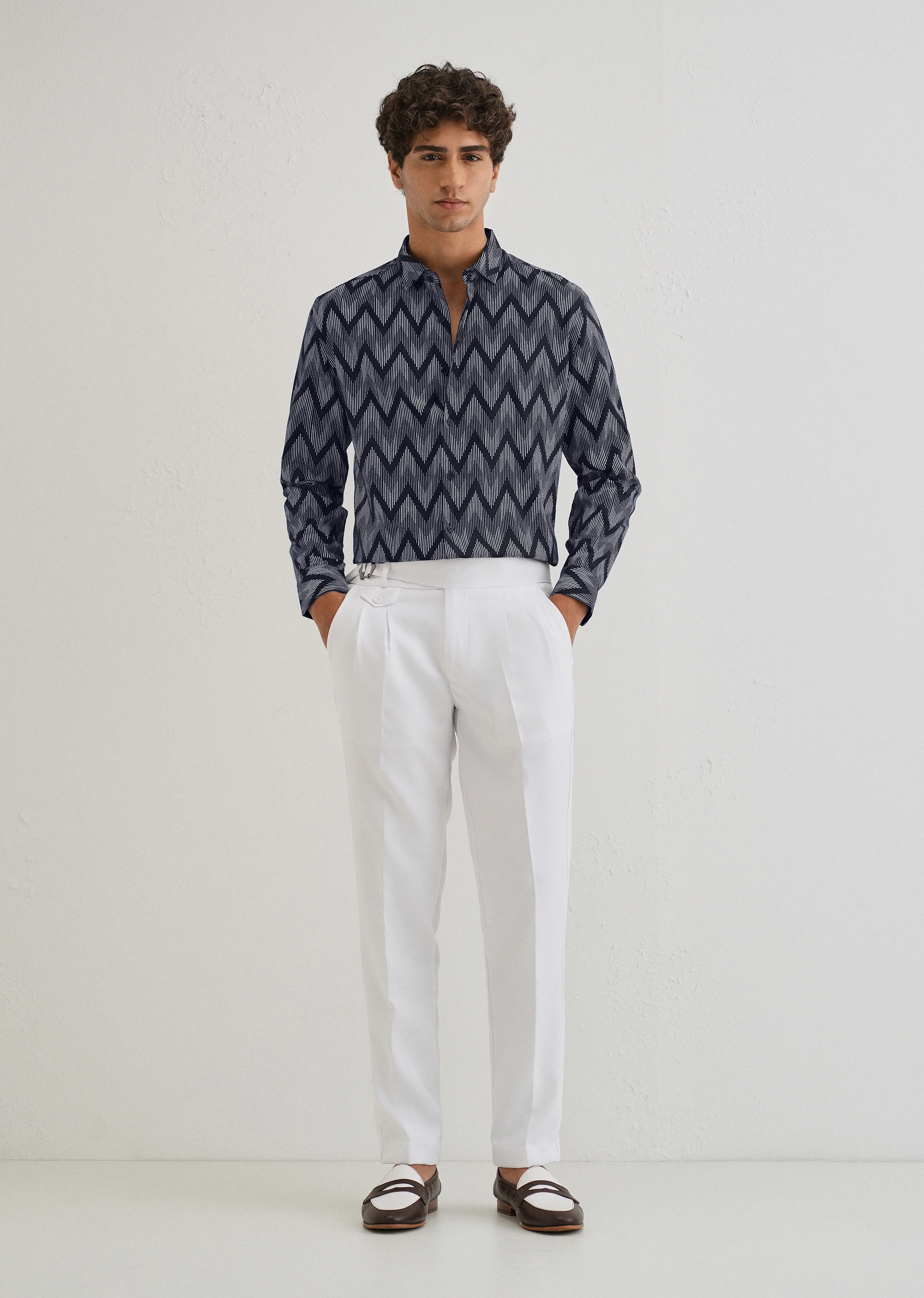Blue Chevron Printed Shirt - Image 6
