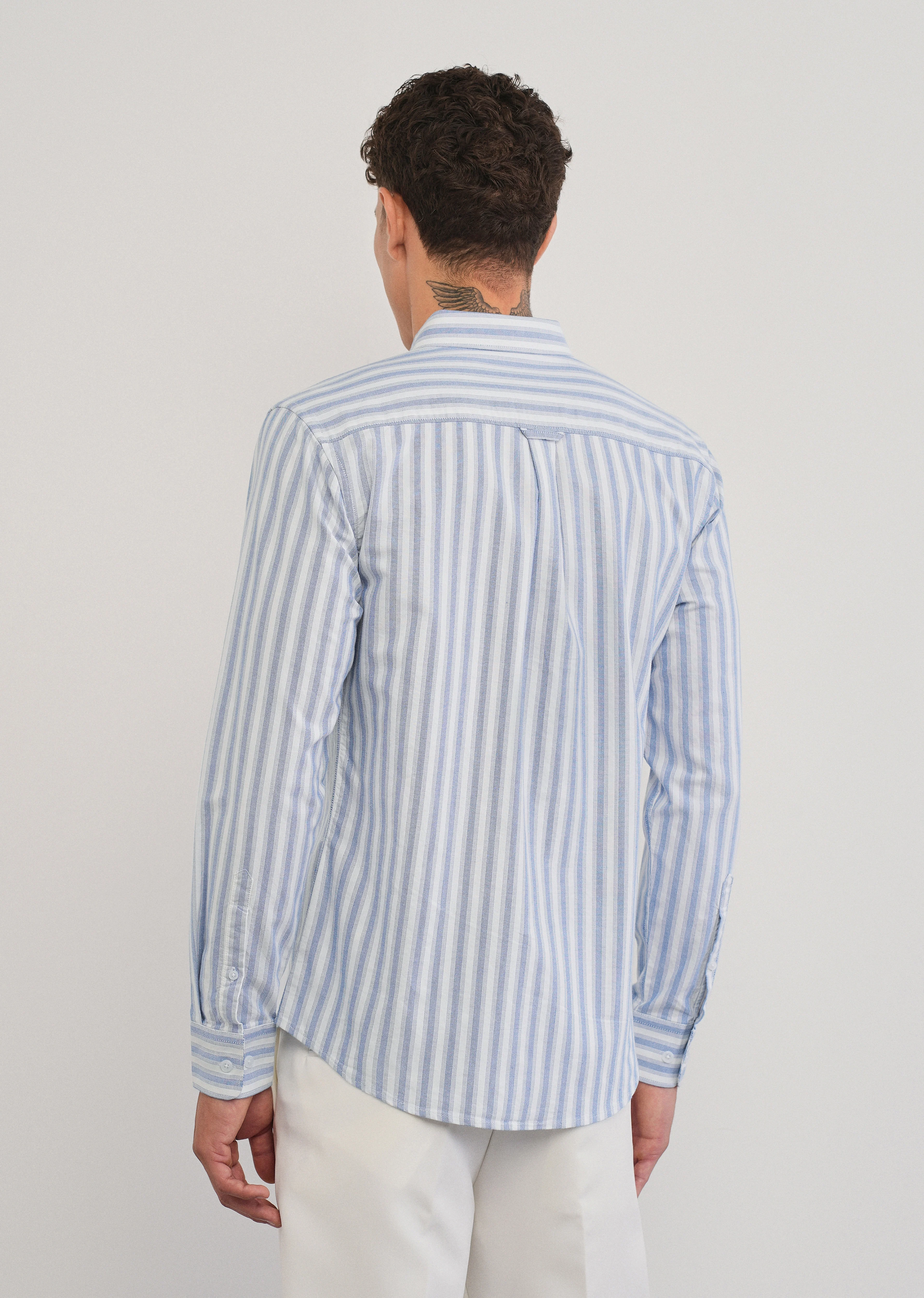 Blue Classic Cotton Stripe Shirt - Image 3